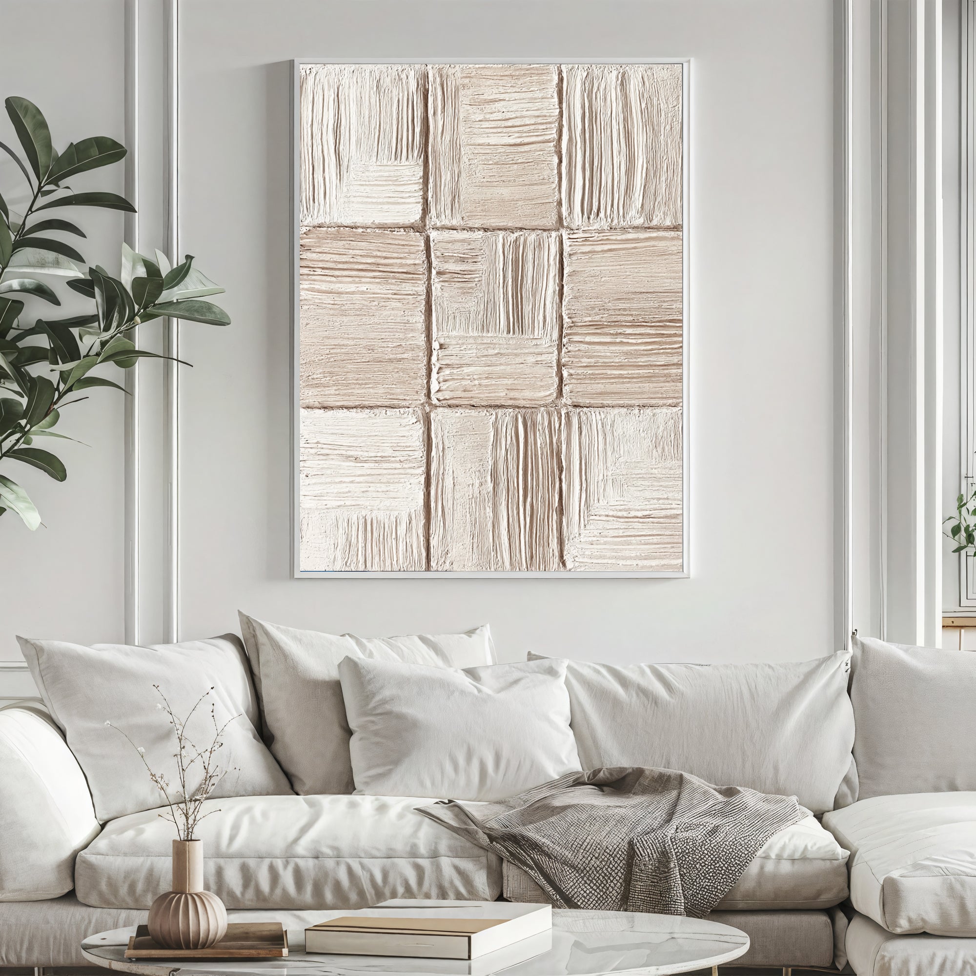 Textured Neutral Opulence | Cream Grid