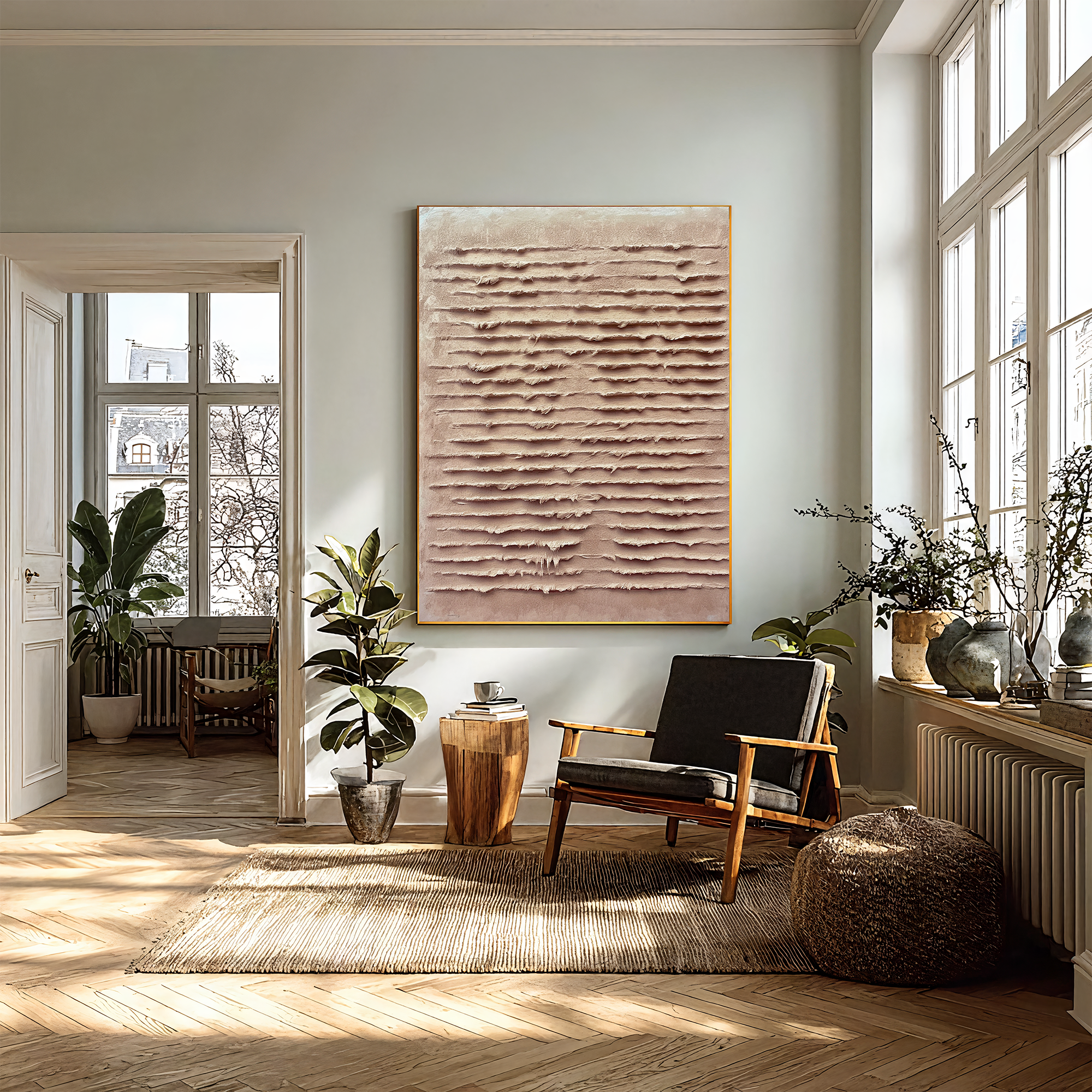 Textured Striped Grace | Beige Blush