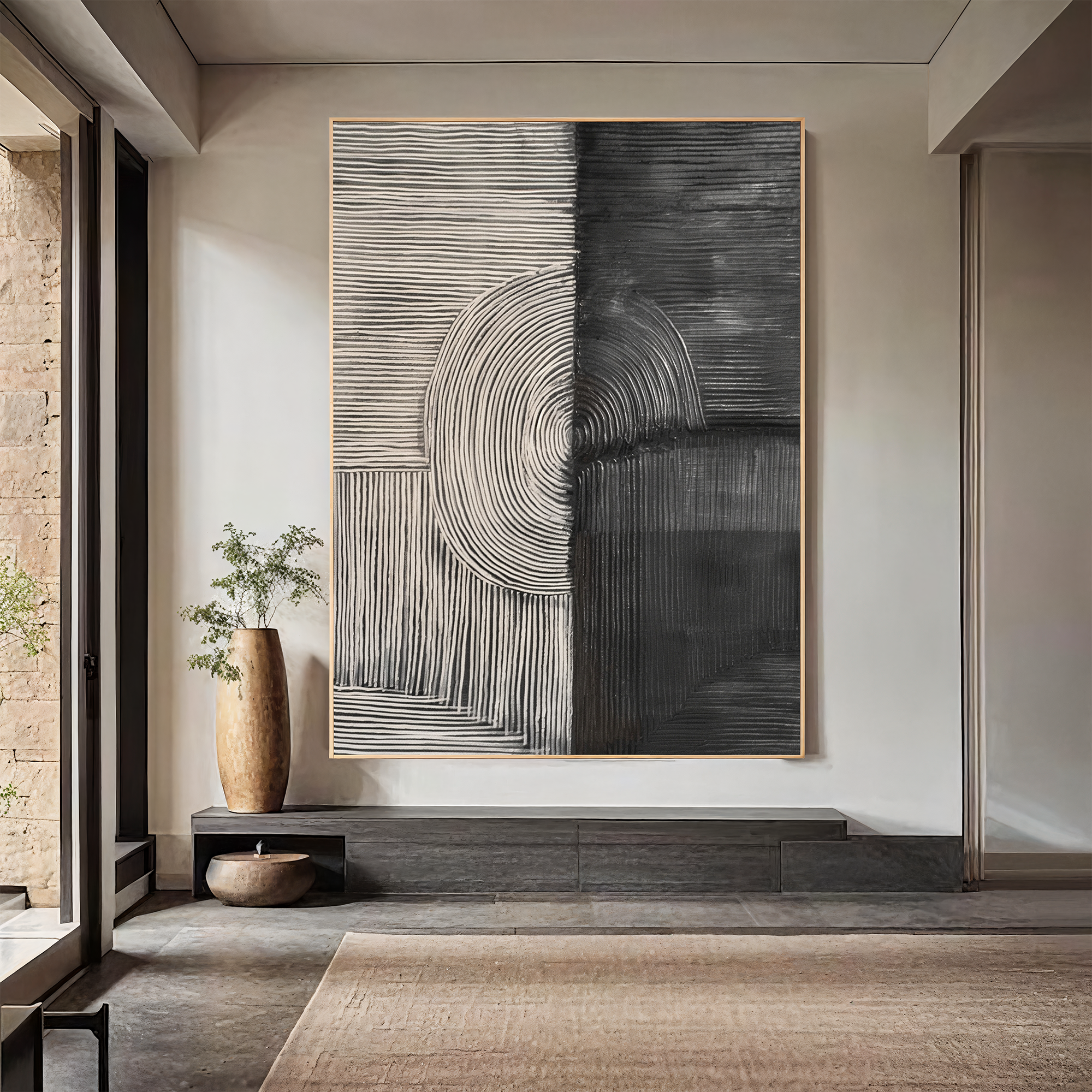 Textured Geometric Rhythm | Grey Black