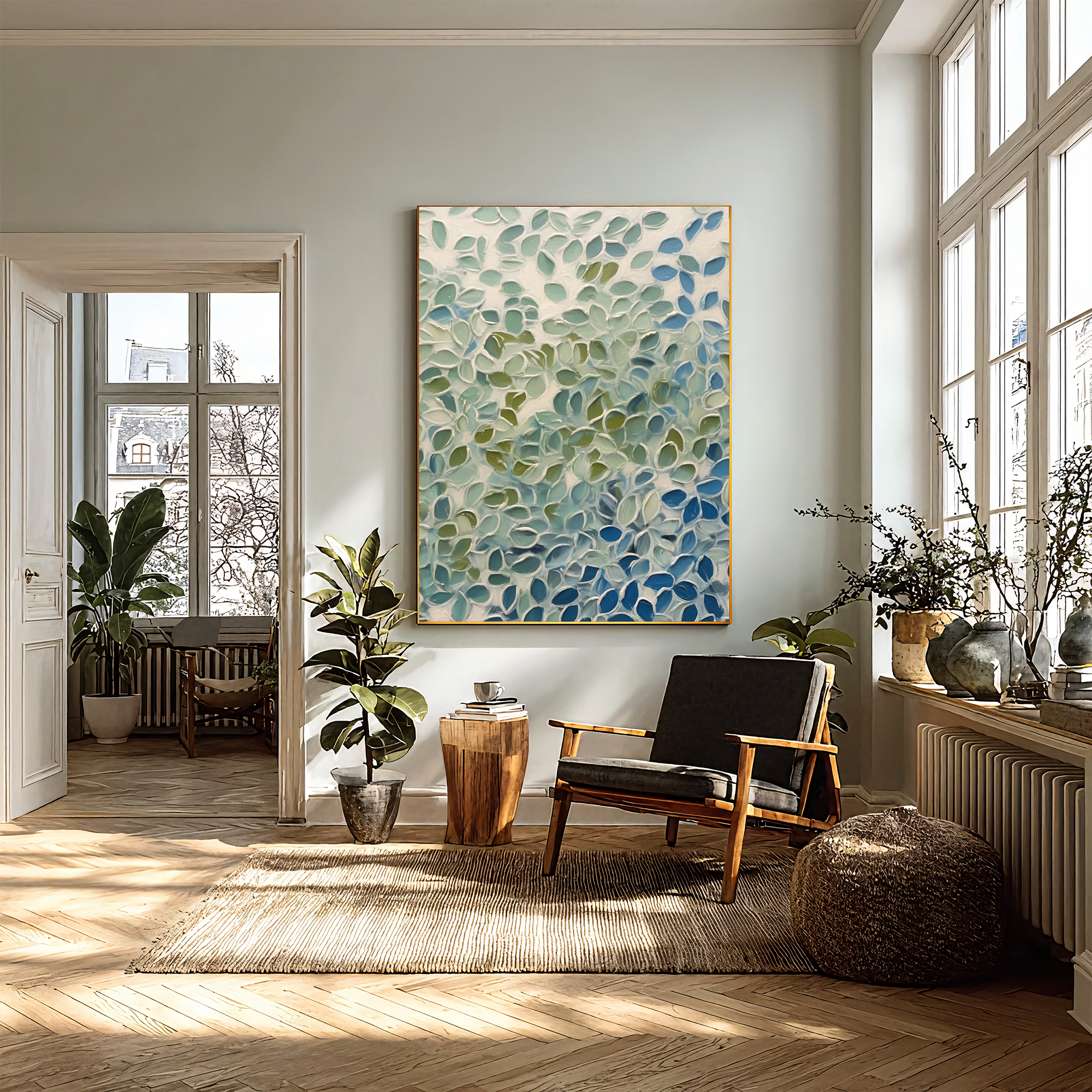 Textured Leaf Abundance | Blue Green