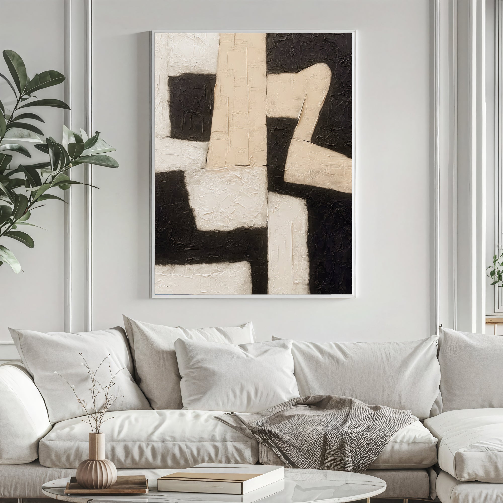 Impasto Monochrome Geometries | Ebony Contrasts