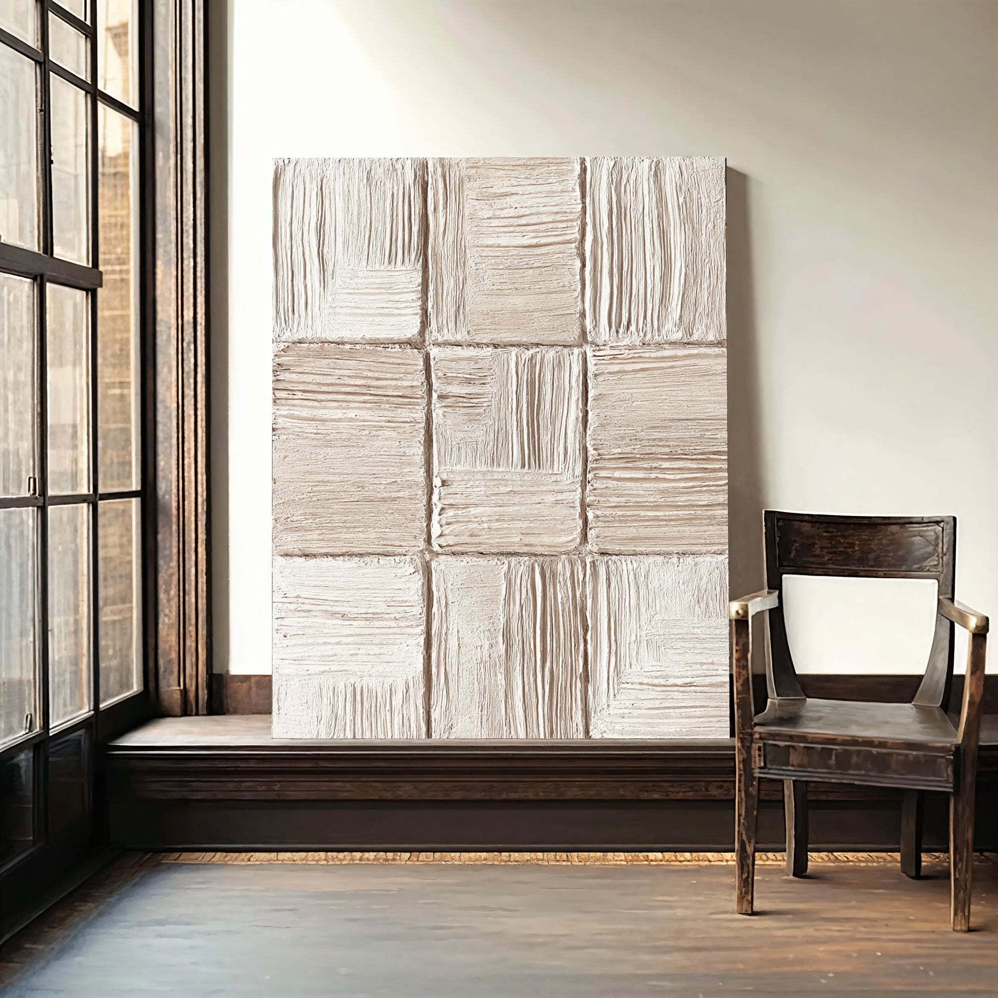 Textured Neutral Opulence | Cream Grid