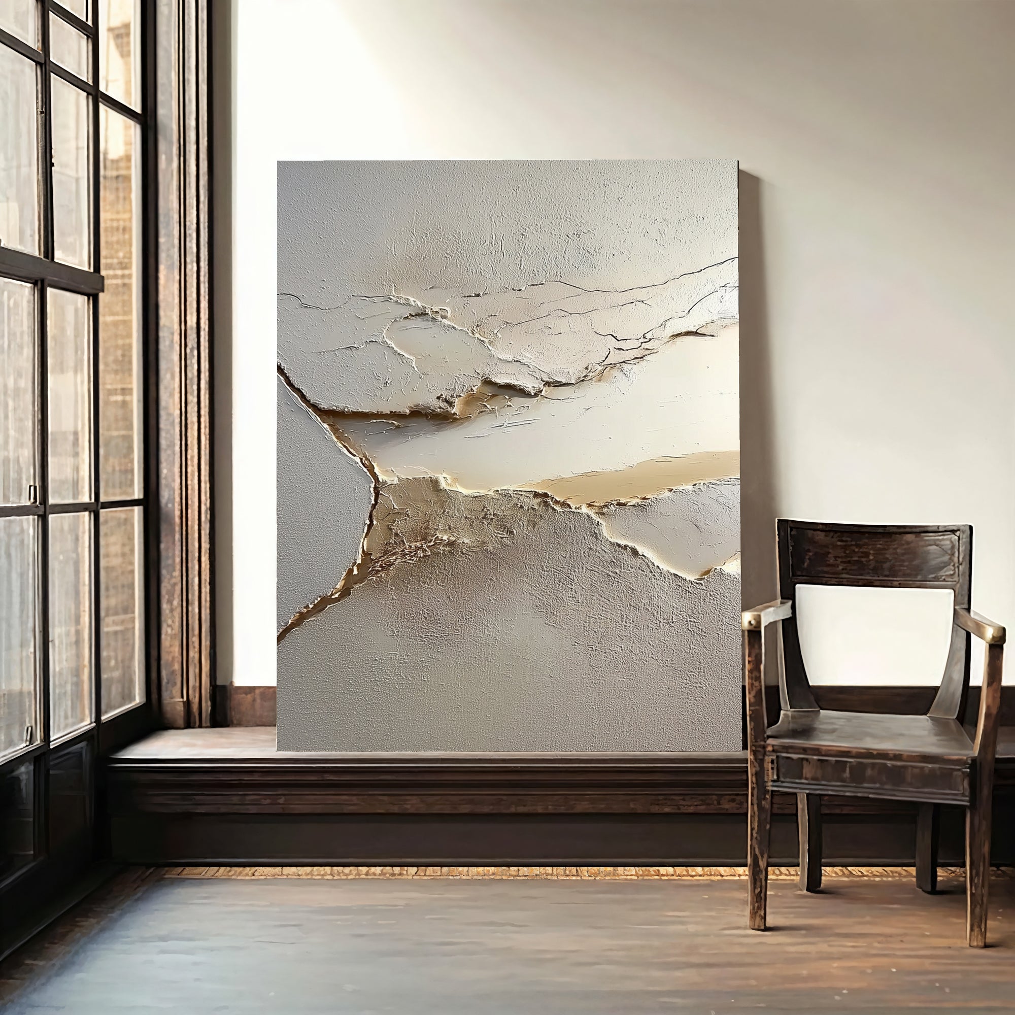 Textured Cracked Layers | Gray Gold