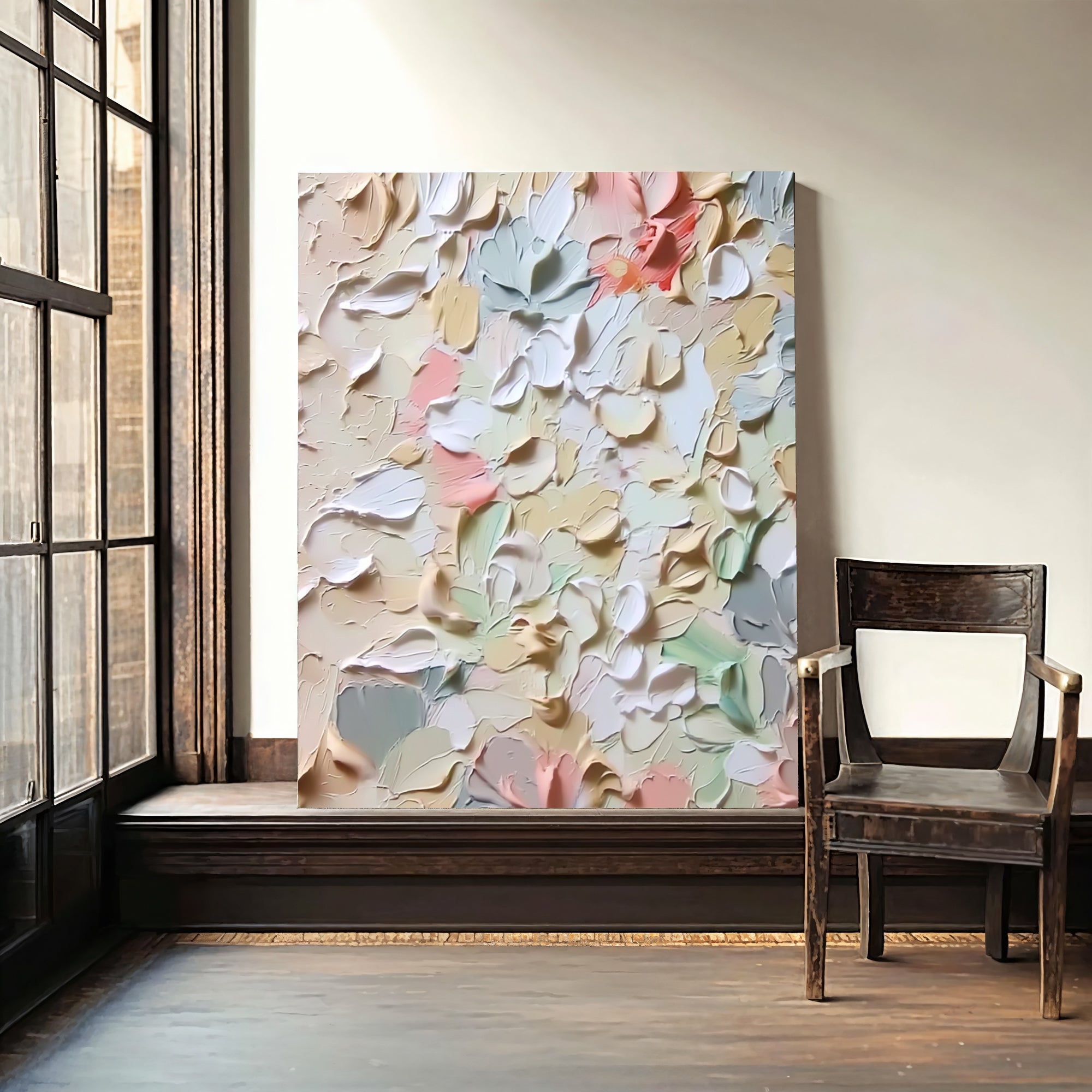 Textured Petal Tapestry | Pastel Blooms