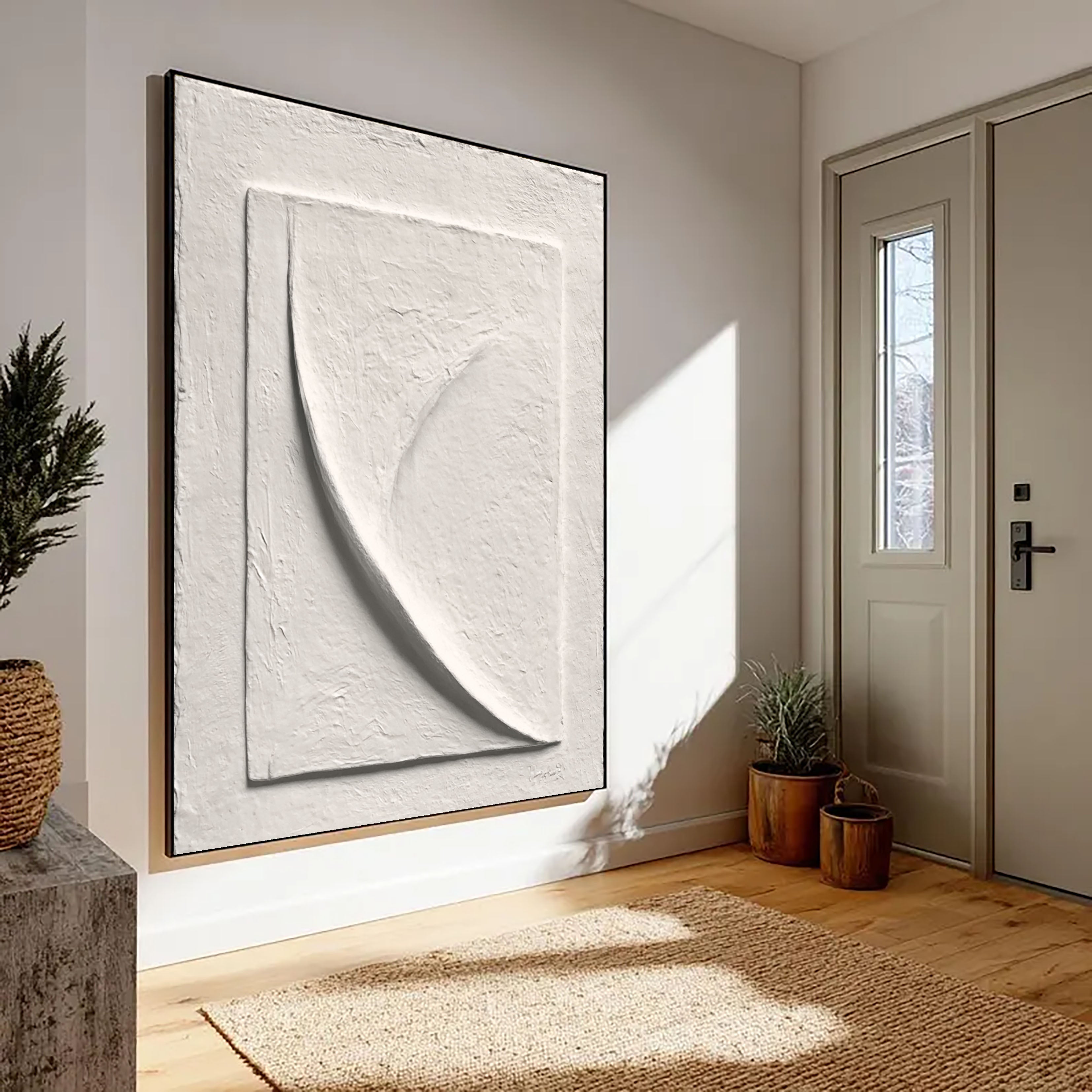 Textured Curved Silhouette | White Arc