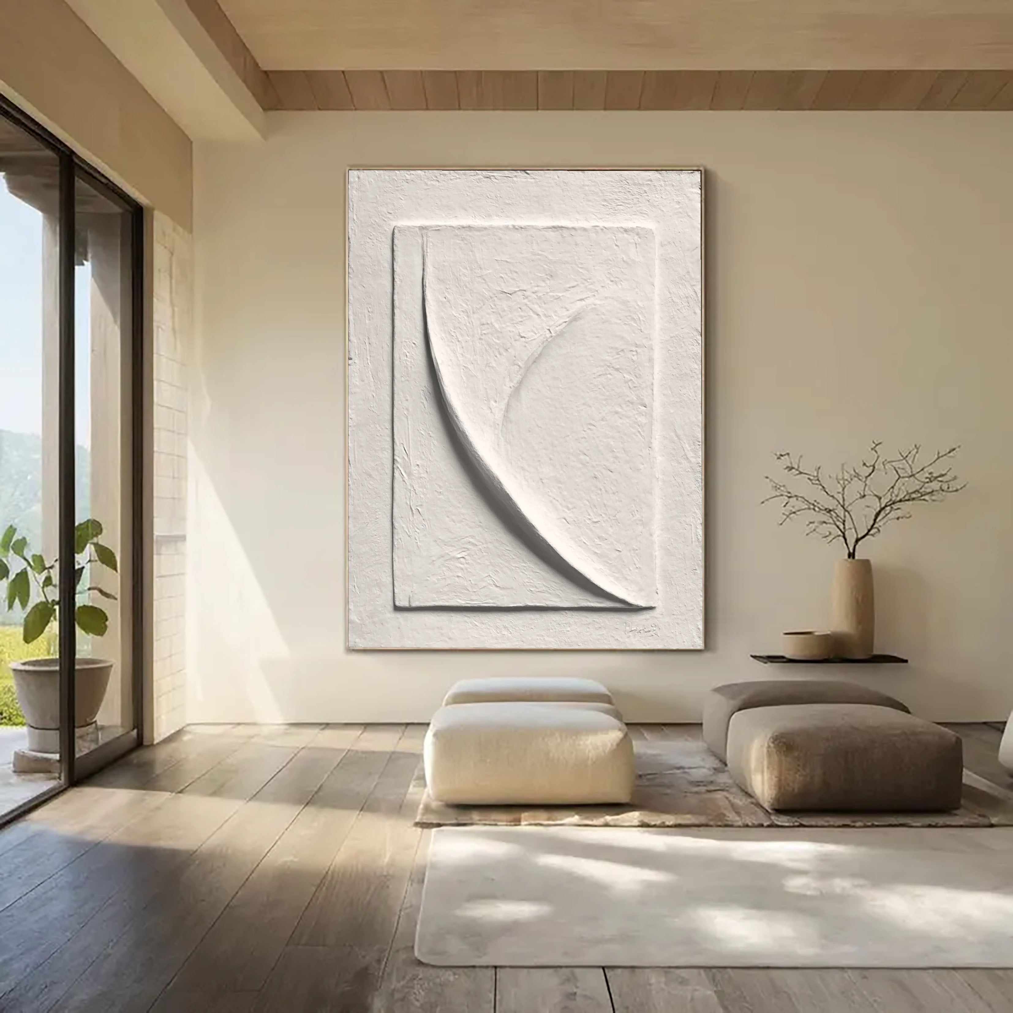Textured Curved Silhouette | White Arc
