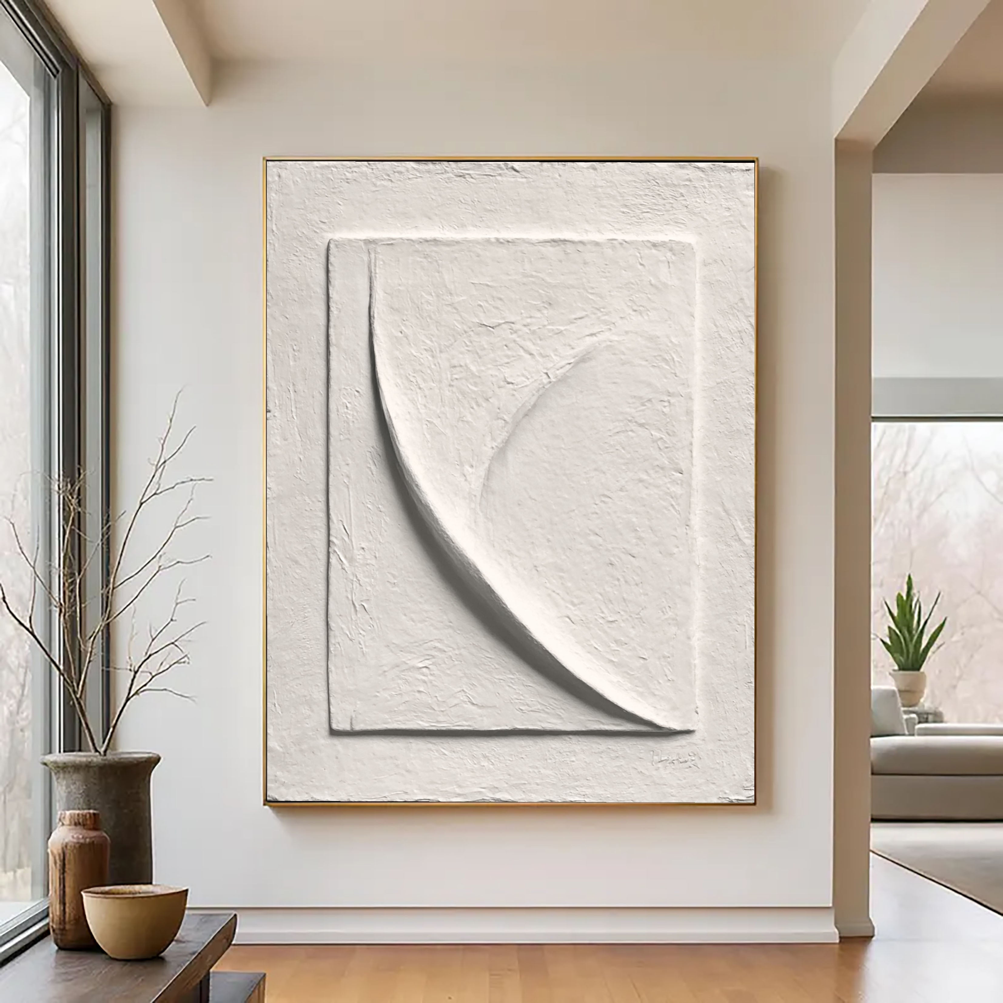 Textured Curved Silhouette | White Arc