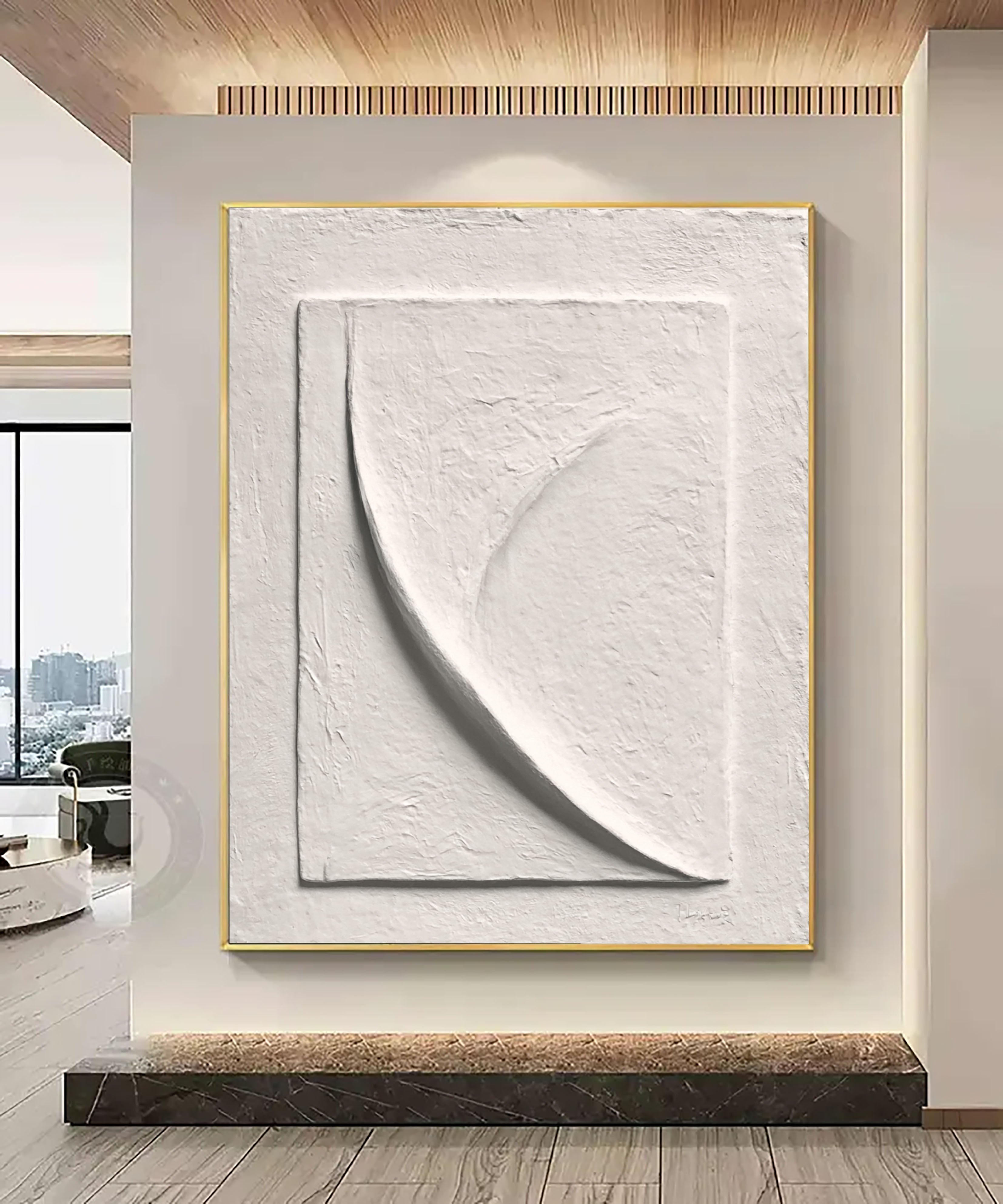 Textured Curved Silhouette | White Arc