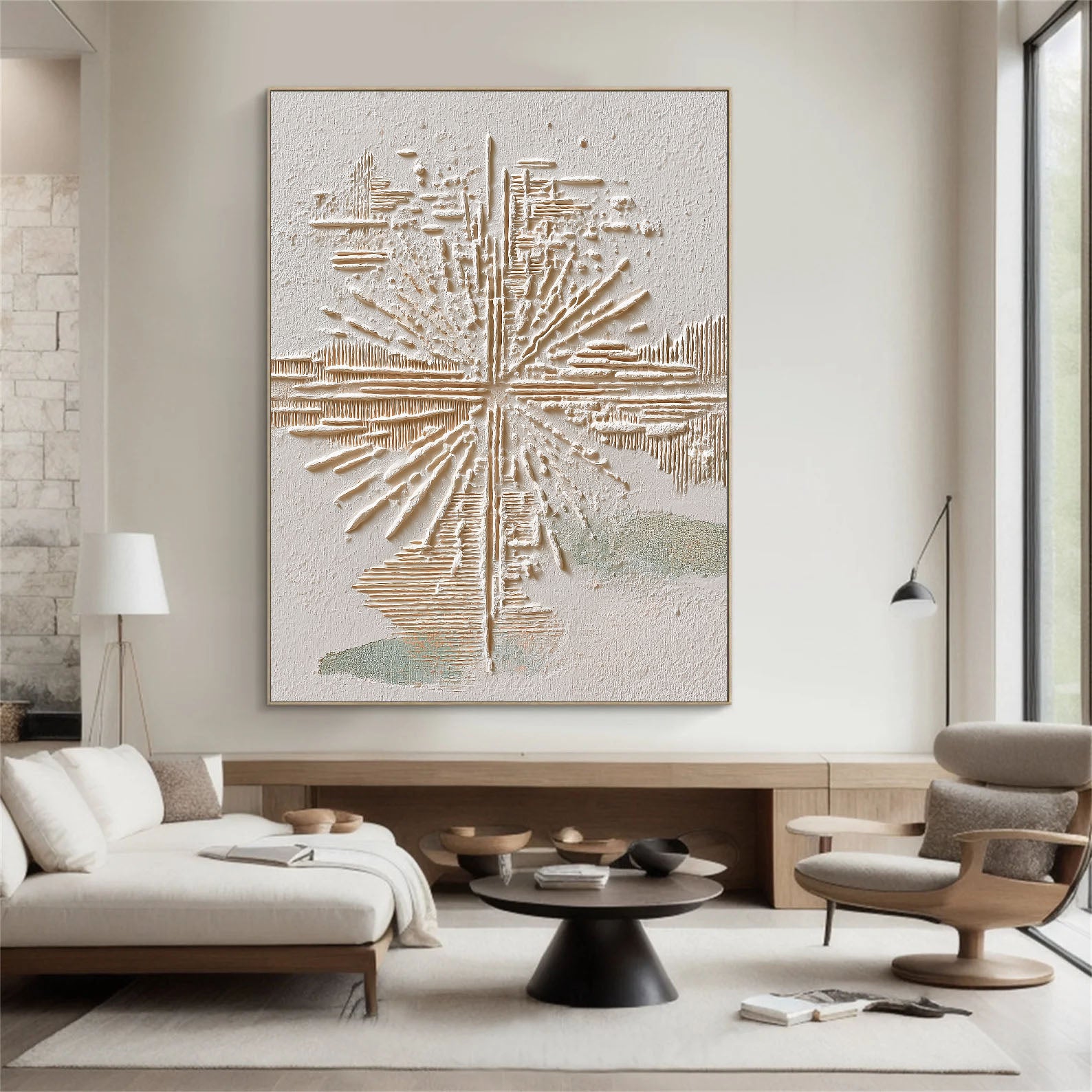 Textured Radiant Burst | Beige Accents