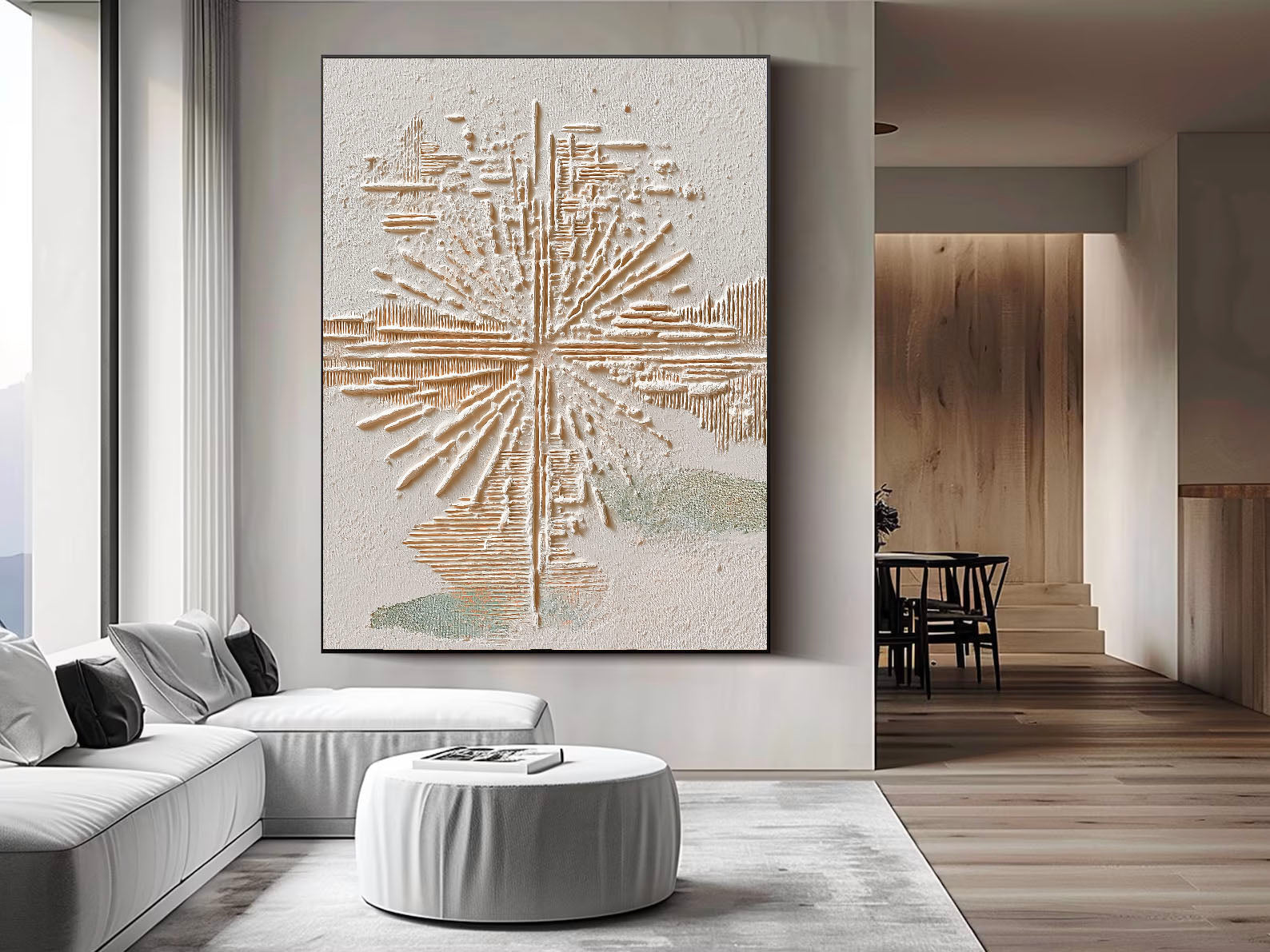 Textured Radiant Burst | Beige Accents