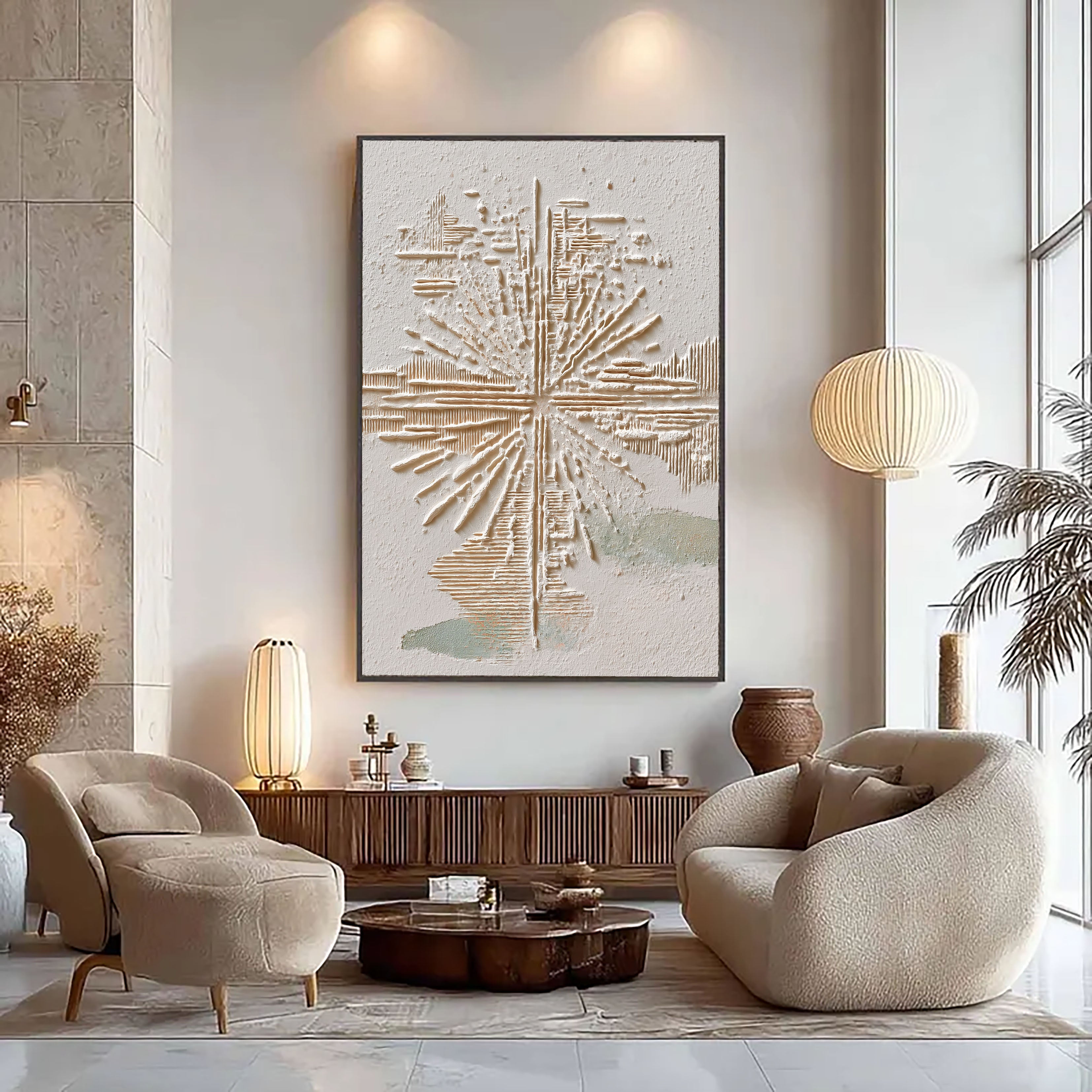 Textured Radiant Burst | Beige Accents