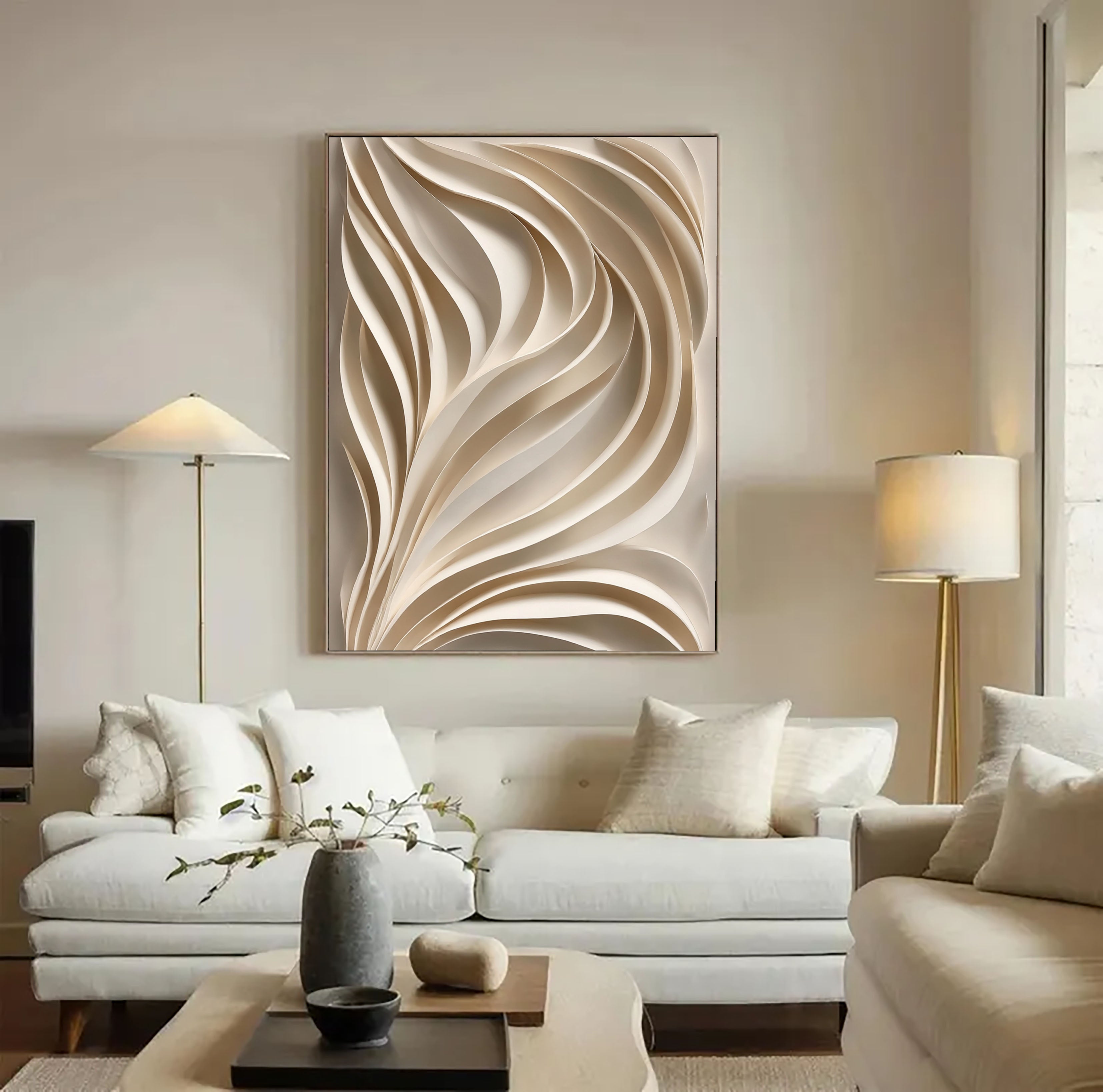 Textured Wavy Elegance | Beige Ripple