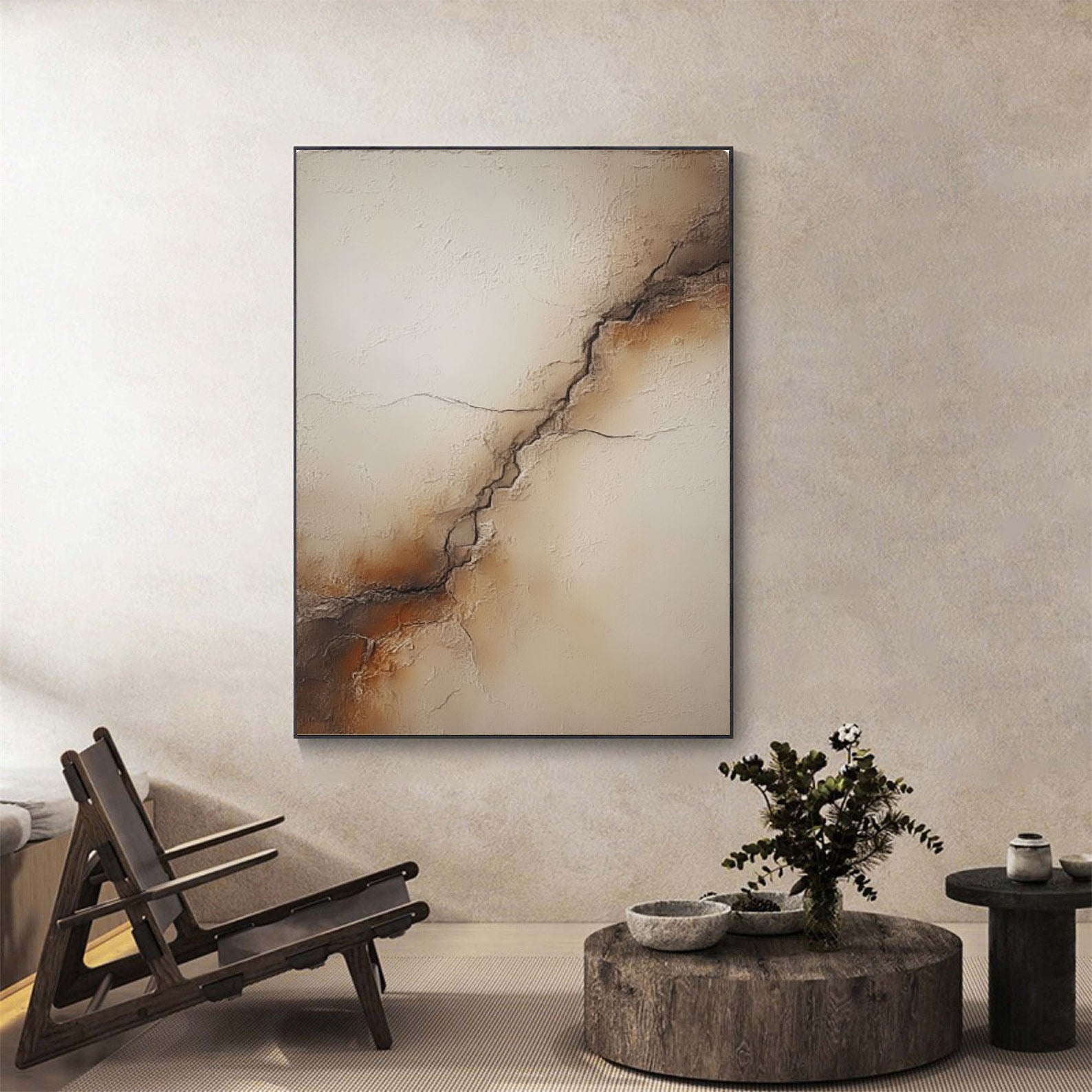 Textured Earthy Crackle | Beige Hue