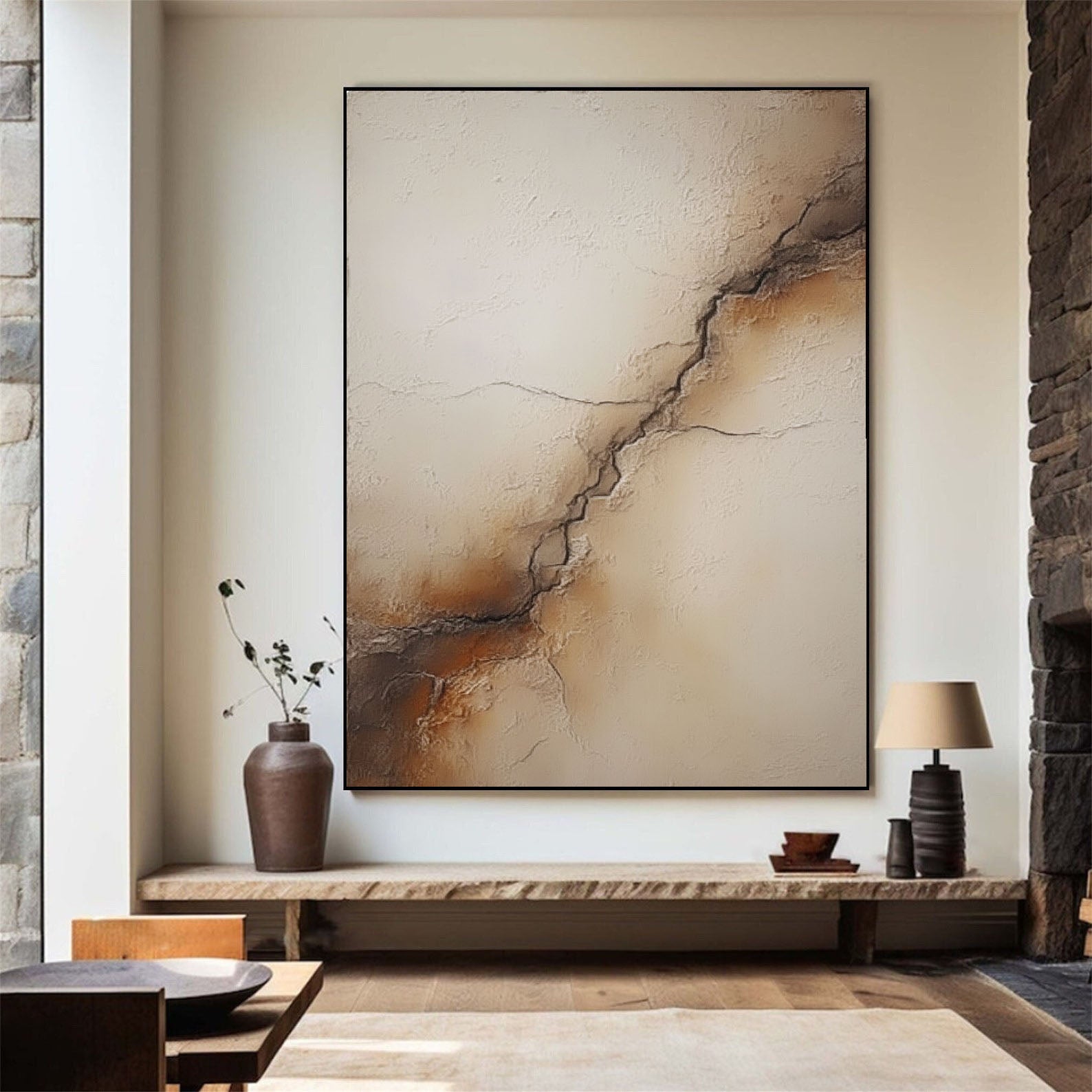 Textured Earthy Crackle | Beige Hue