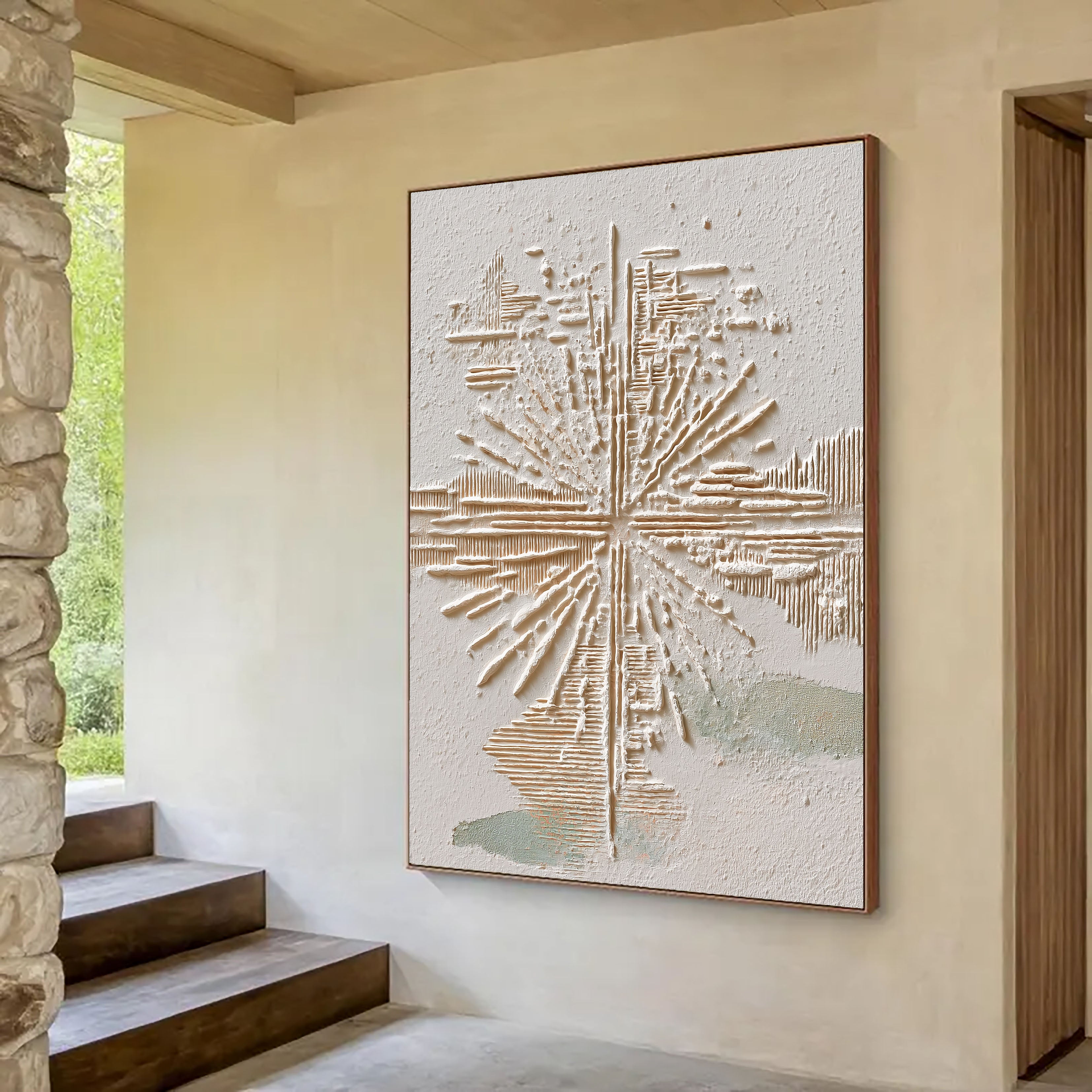 Textured Radiant Burst | Beige Accents