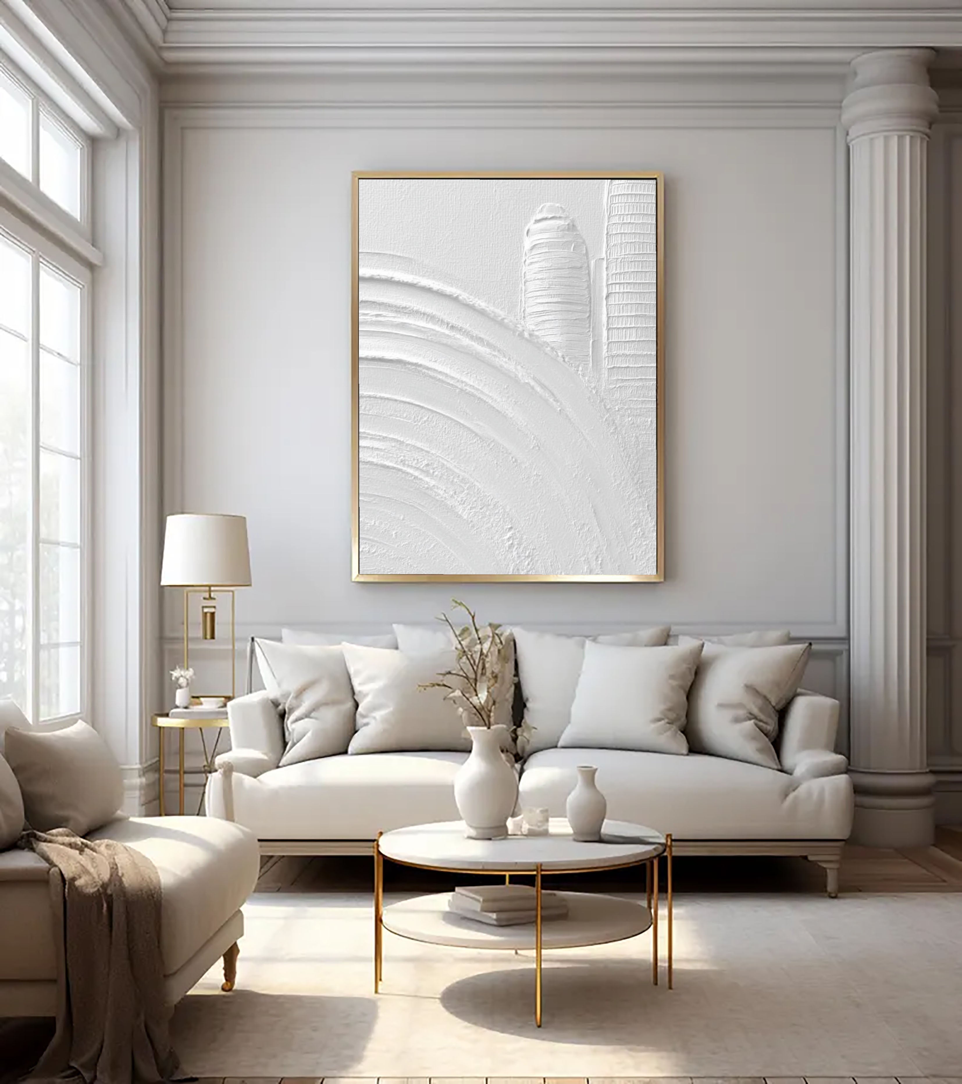 Textured Architectural Contour | White Relief