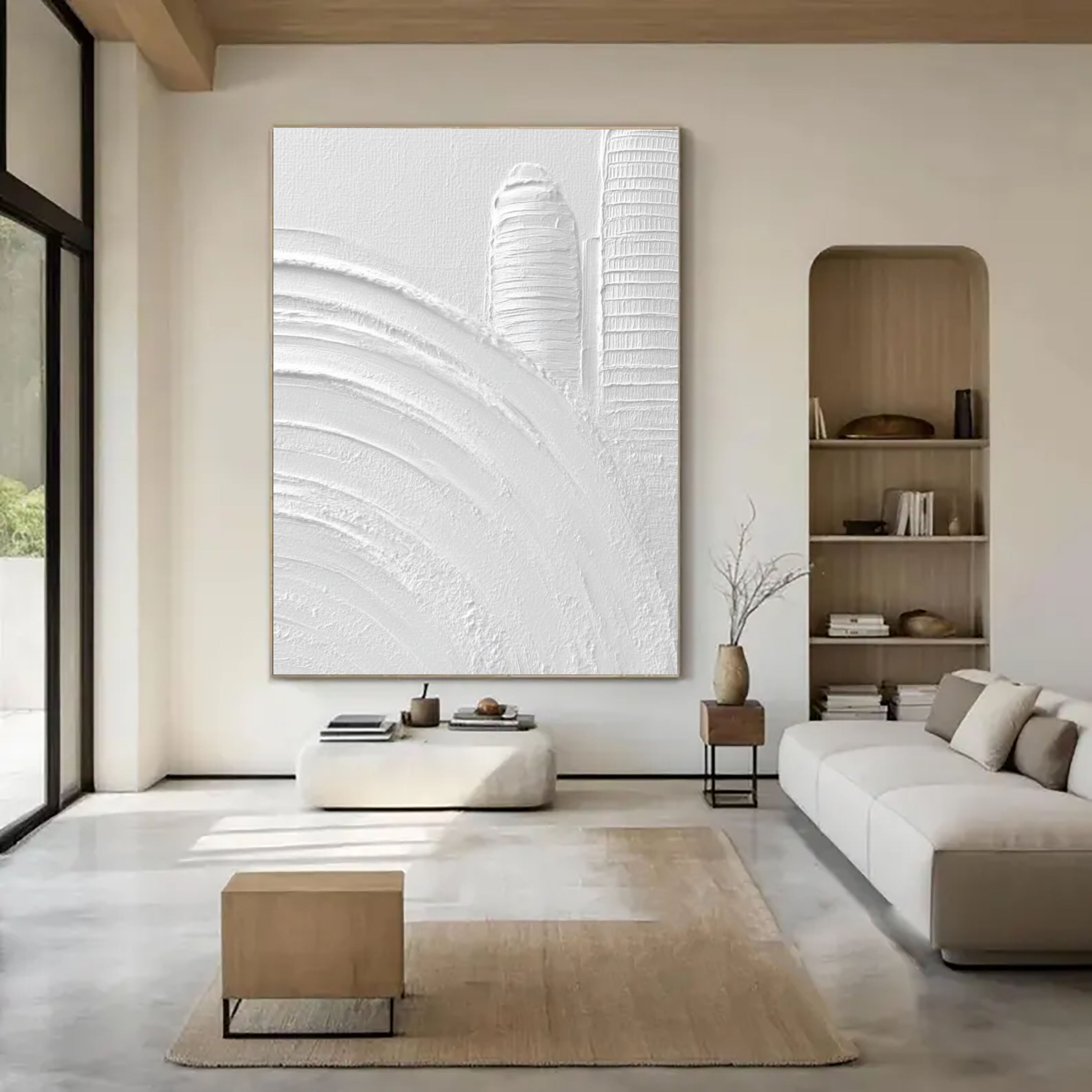 Textured Architectural Contour | White Relief