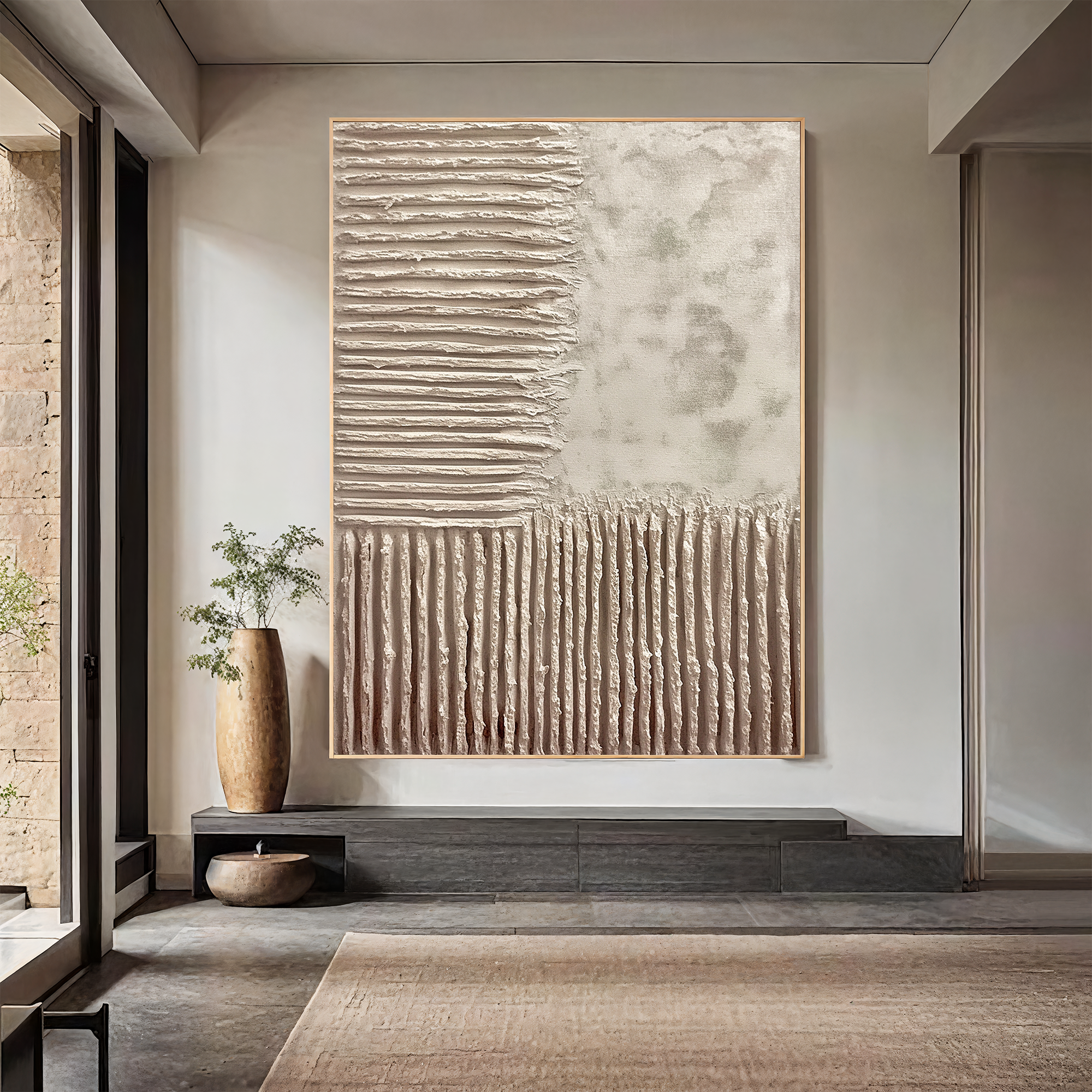 Textured Block Sophistication | Beige Taupe