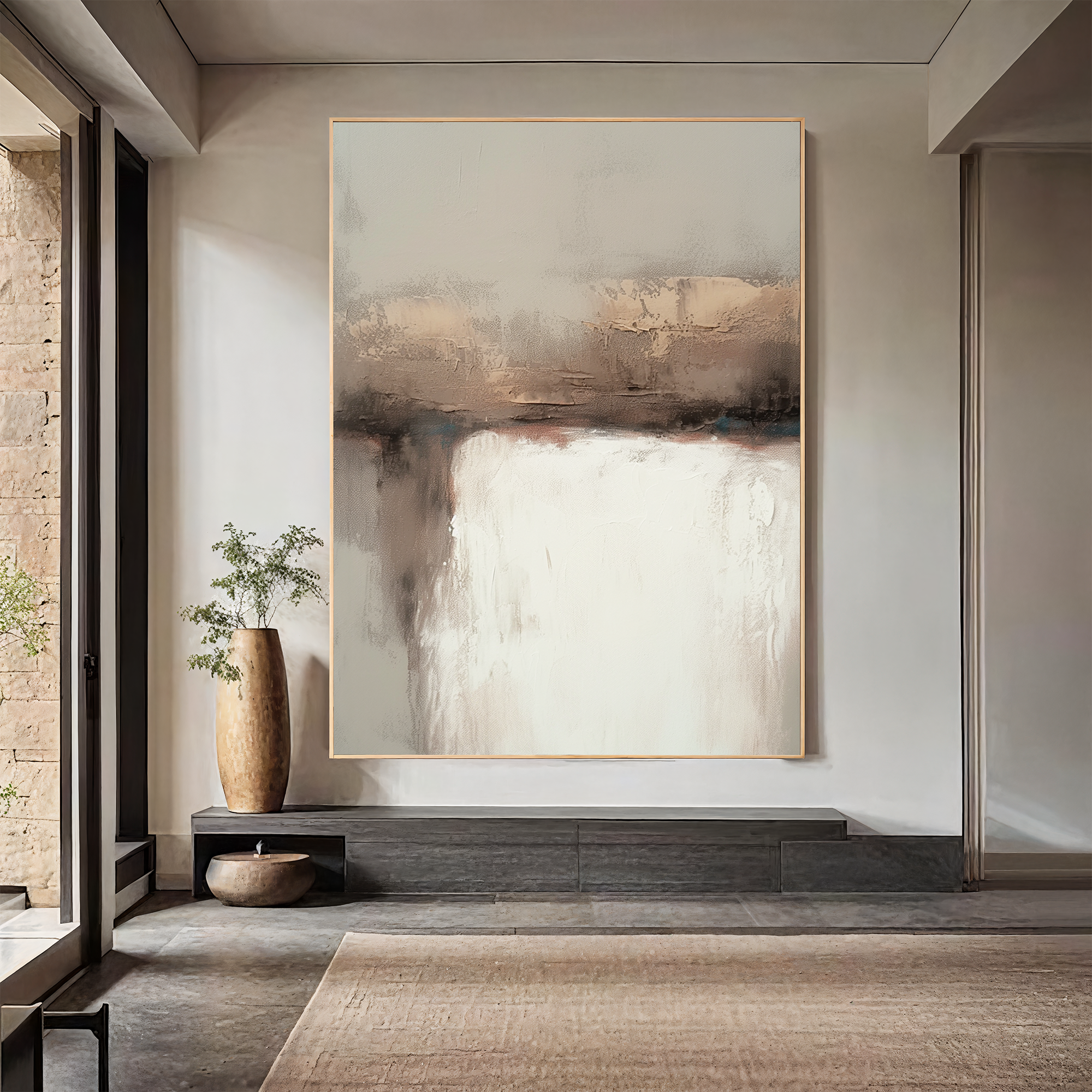 Textured Abstract Serenity | Beige White