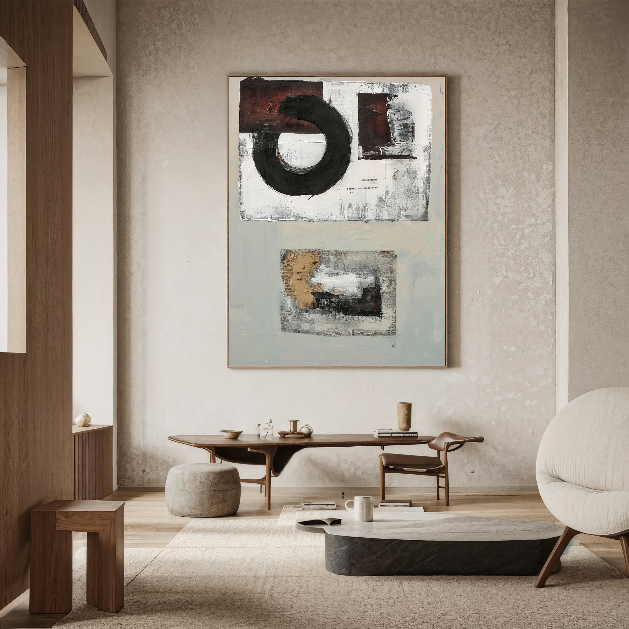 Textured Geometric Abstraction | Monochrome Fusion