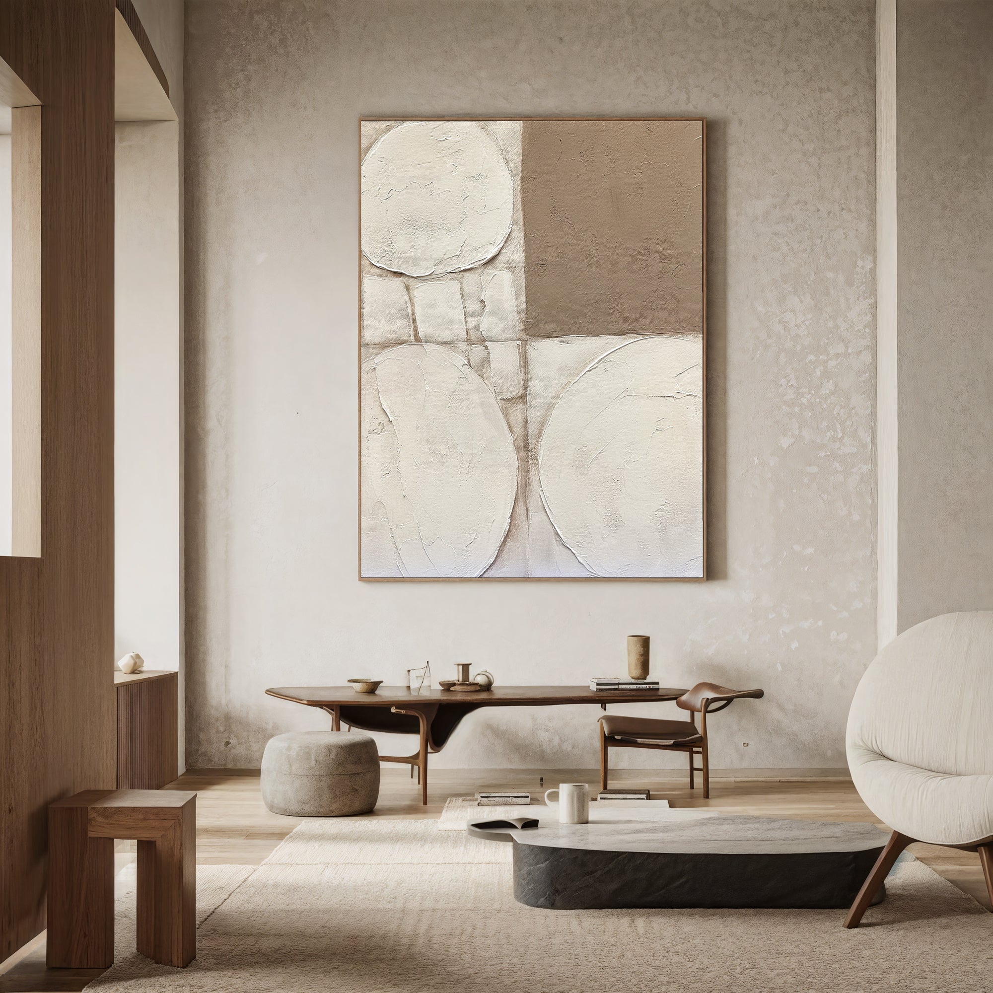 Textured Geometric Serenity | Beige Tones