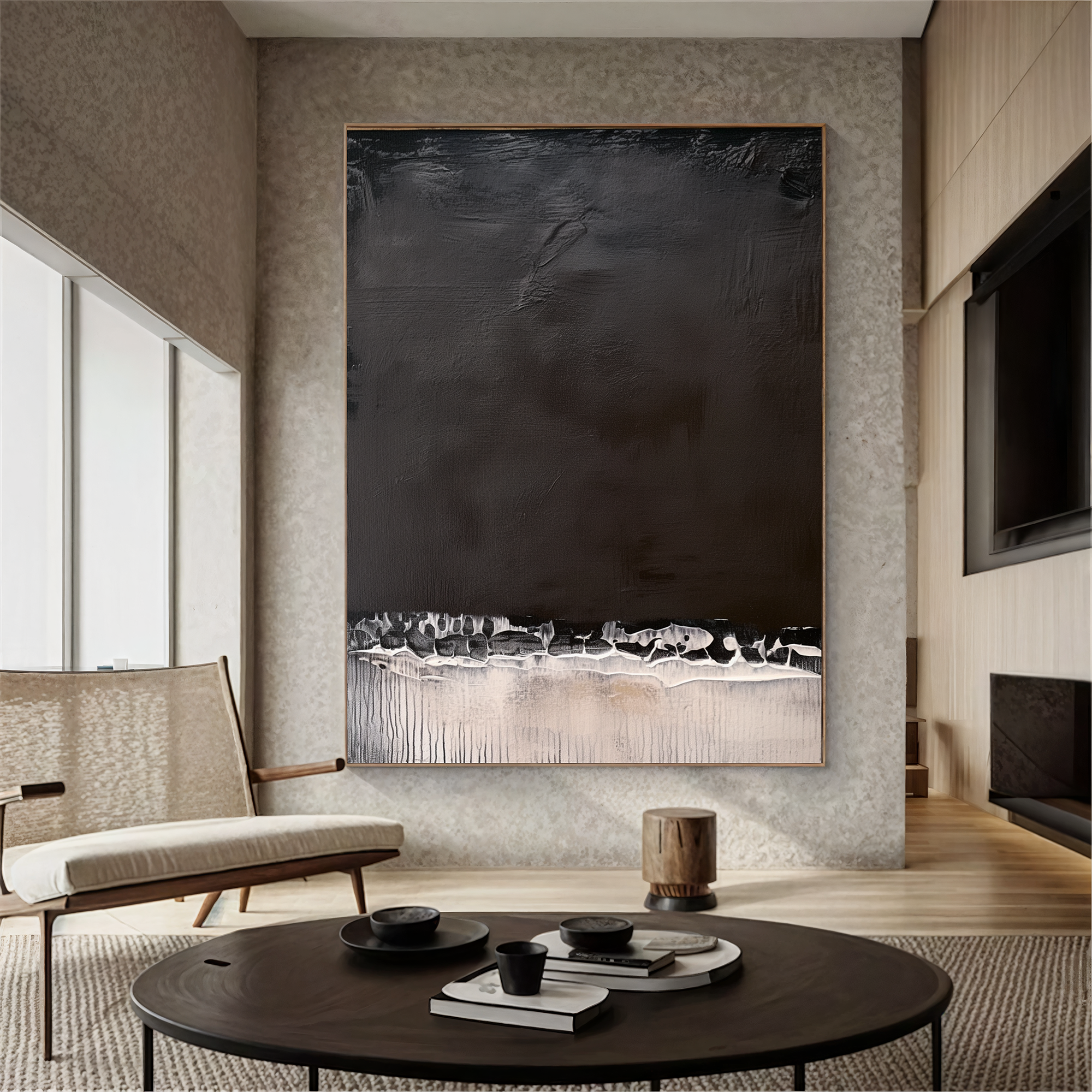 Textured Layered Drama | Black Beige