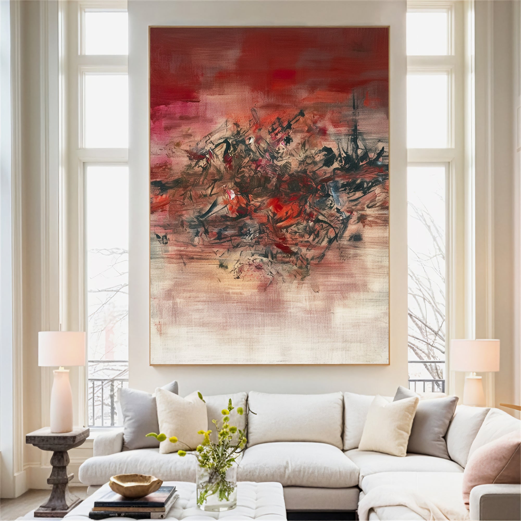 Textured Red Dynamism | Red Pink