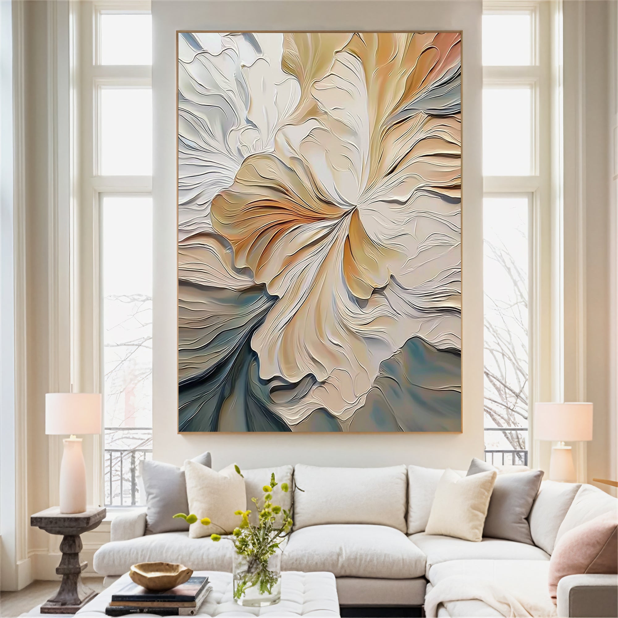 Textured Floral Luminance | Cream Petals