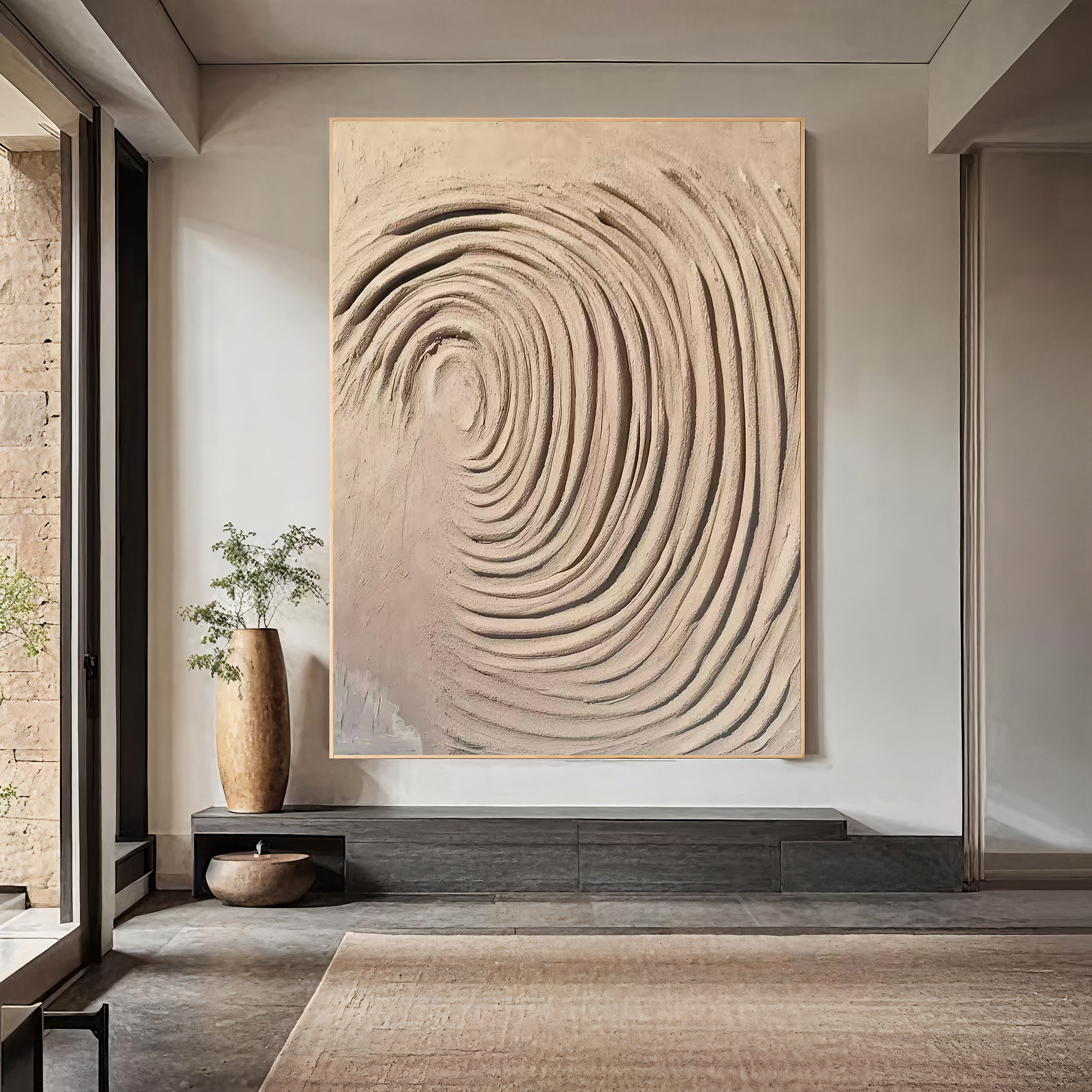 Textured Spiral Opulence | Beige Grey