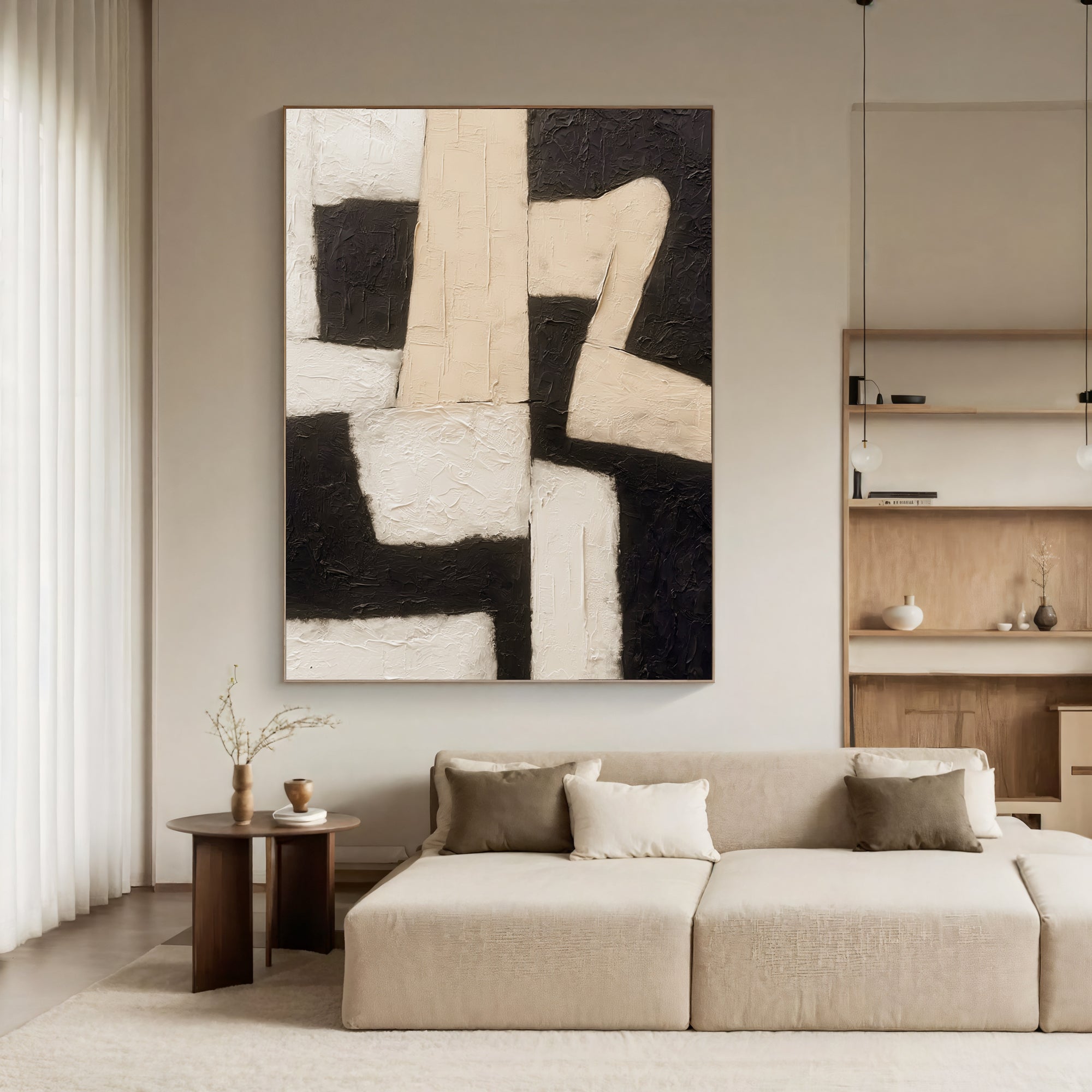 Impasto Monochrome Geometries | Ebony Contrasts