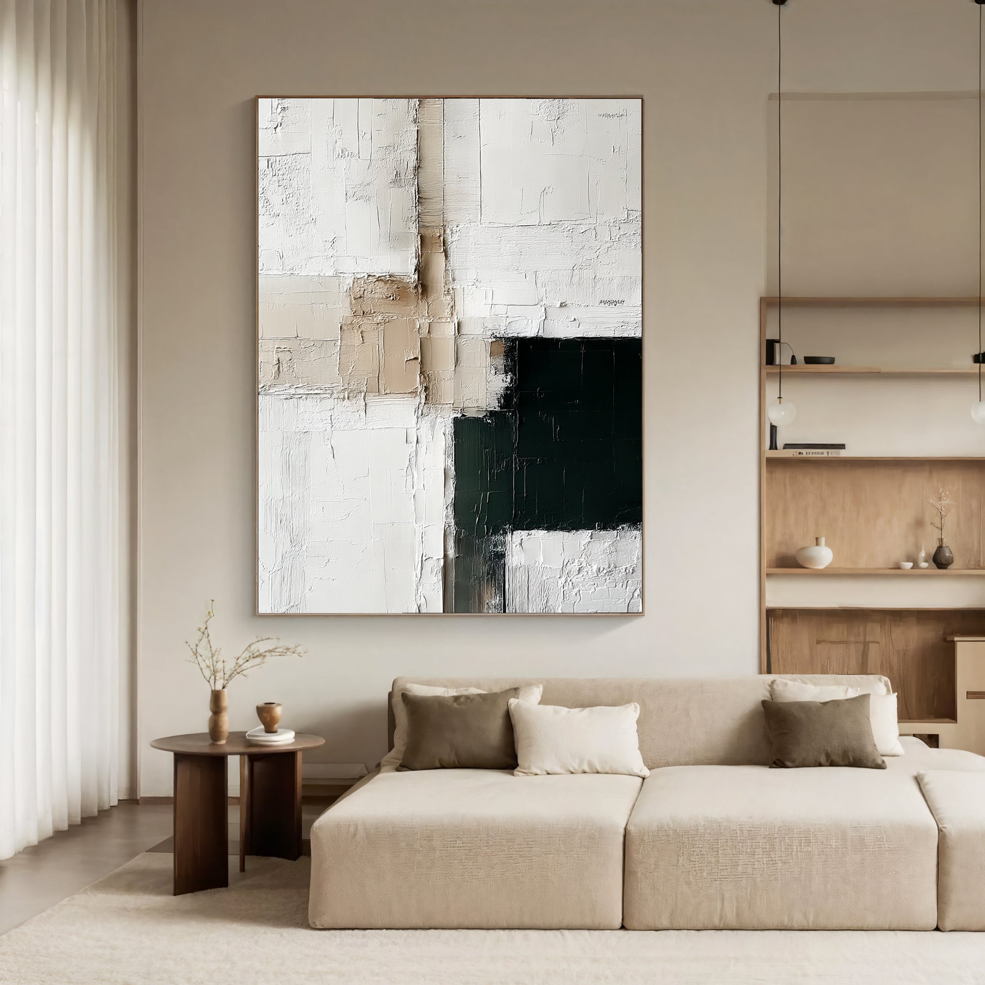 Textured Abstract Sophistication | Beige Green