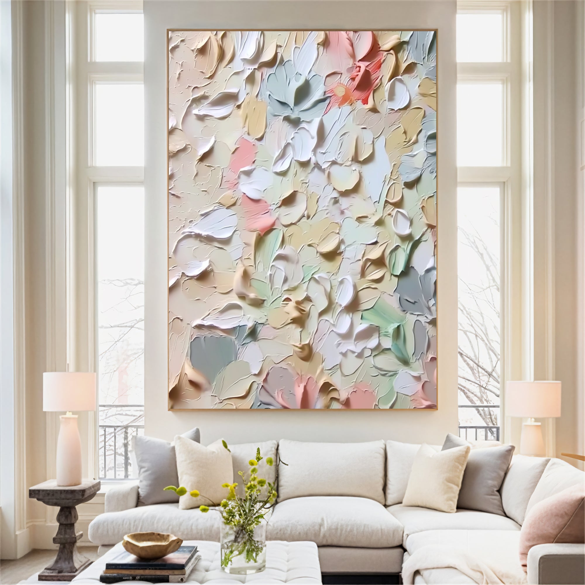 Textured Petal Tapestry | Pastel Blooms