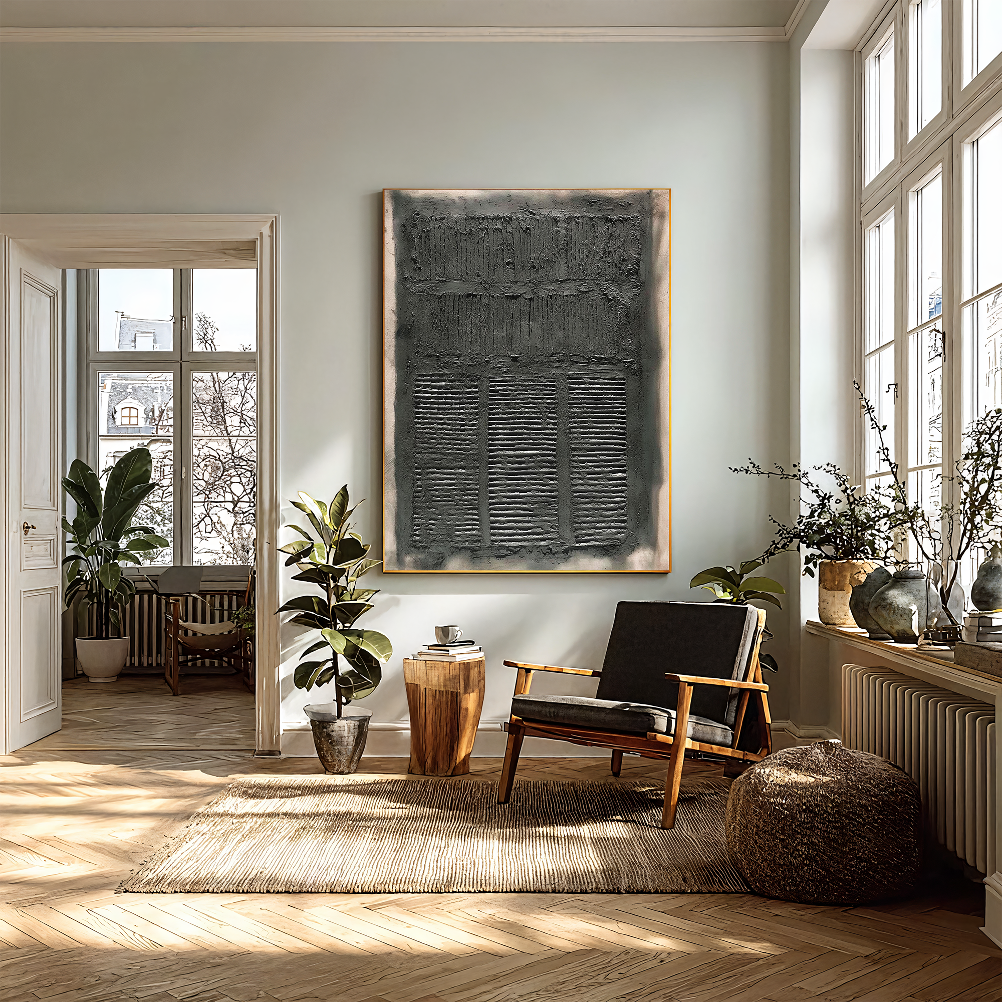 Textured Grid Mystery | Grey Black