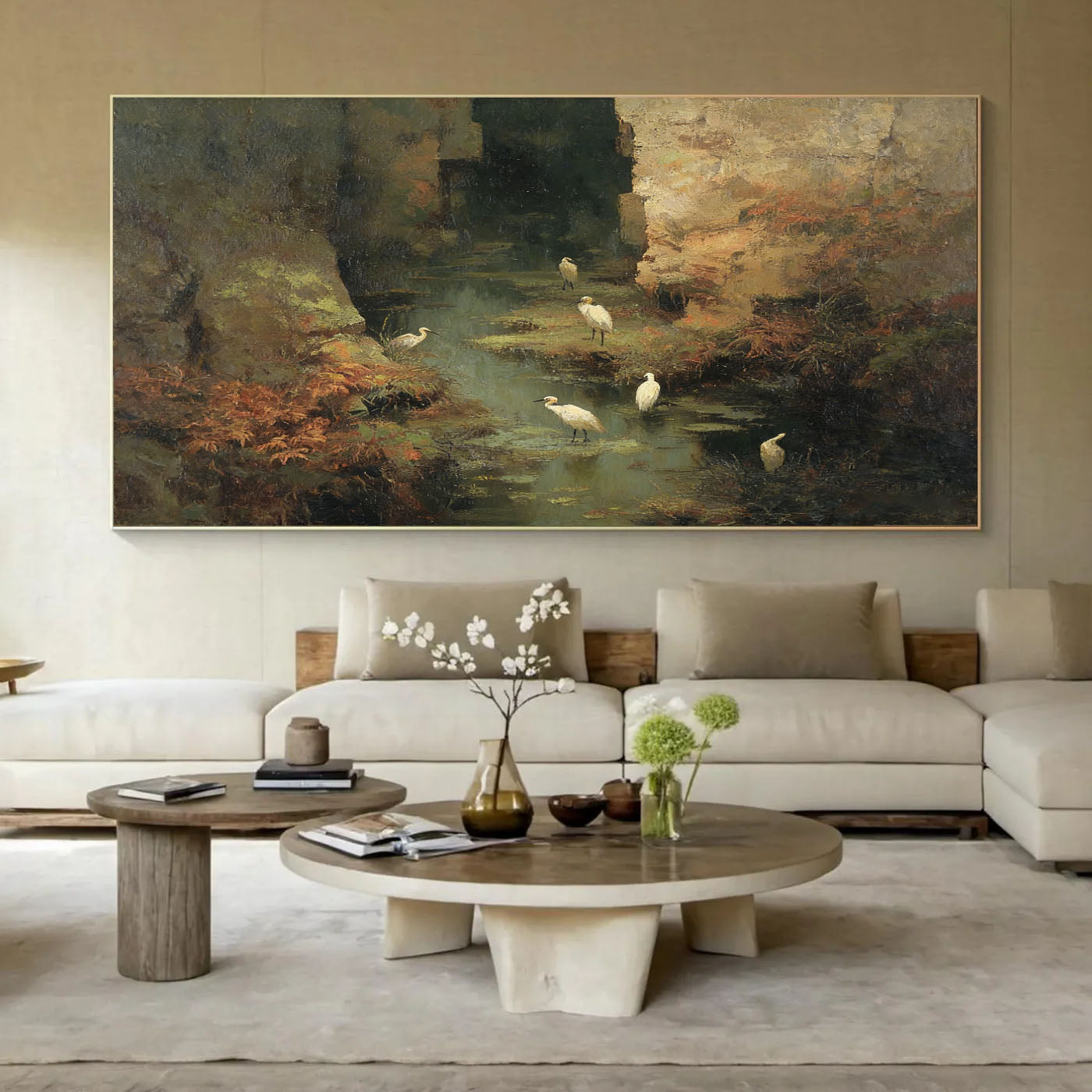 Textured Grotto Solitude | White Egrets