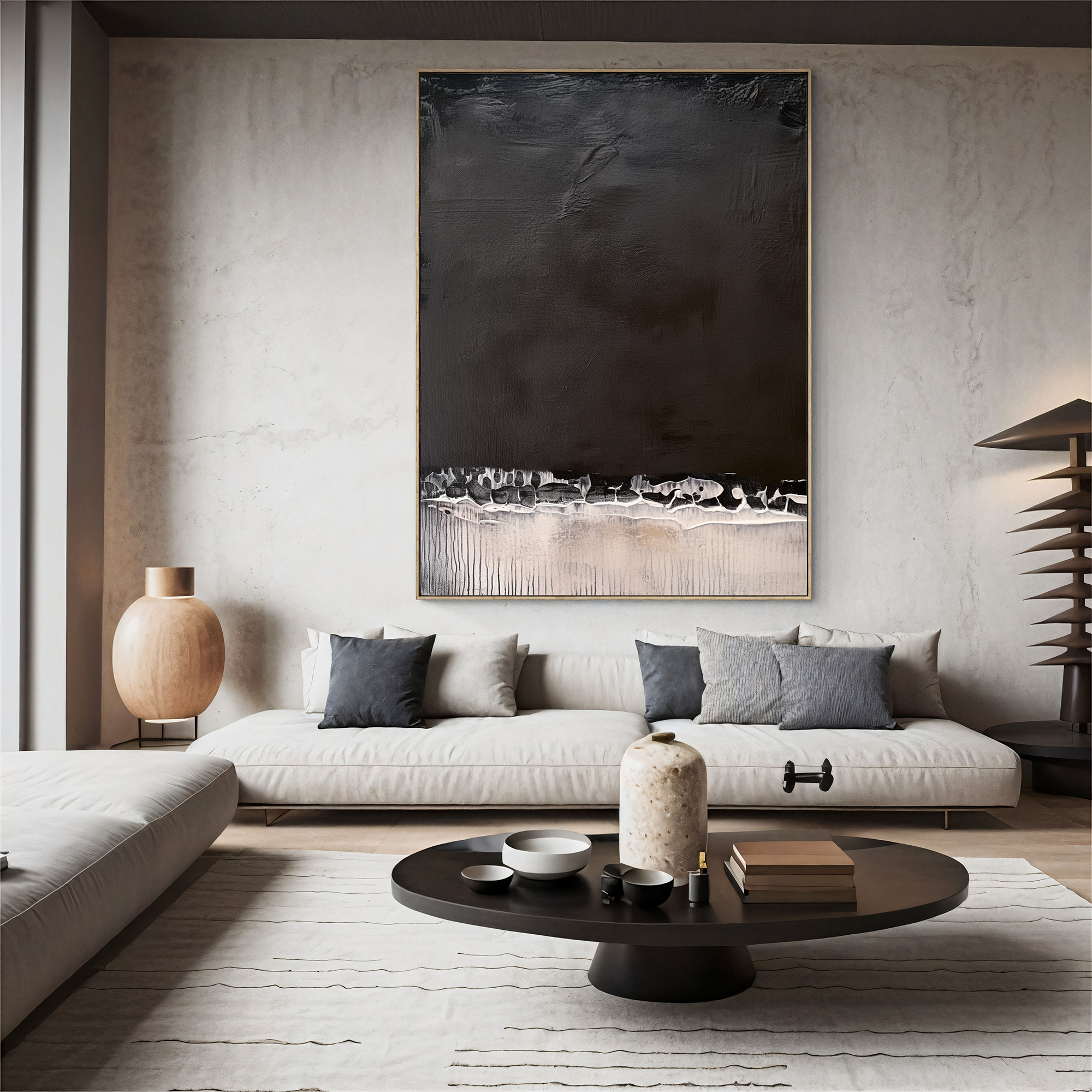 Textured Layered Drama | Black Beige