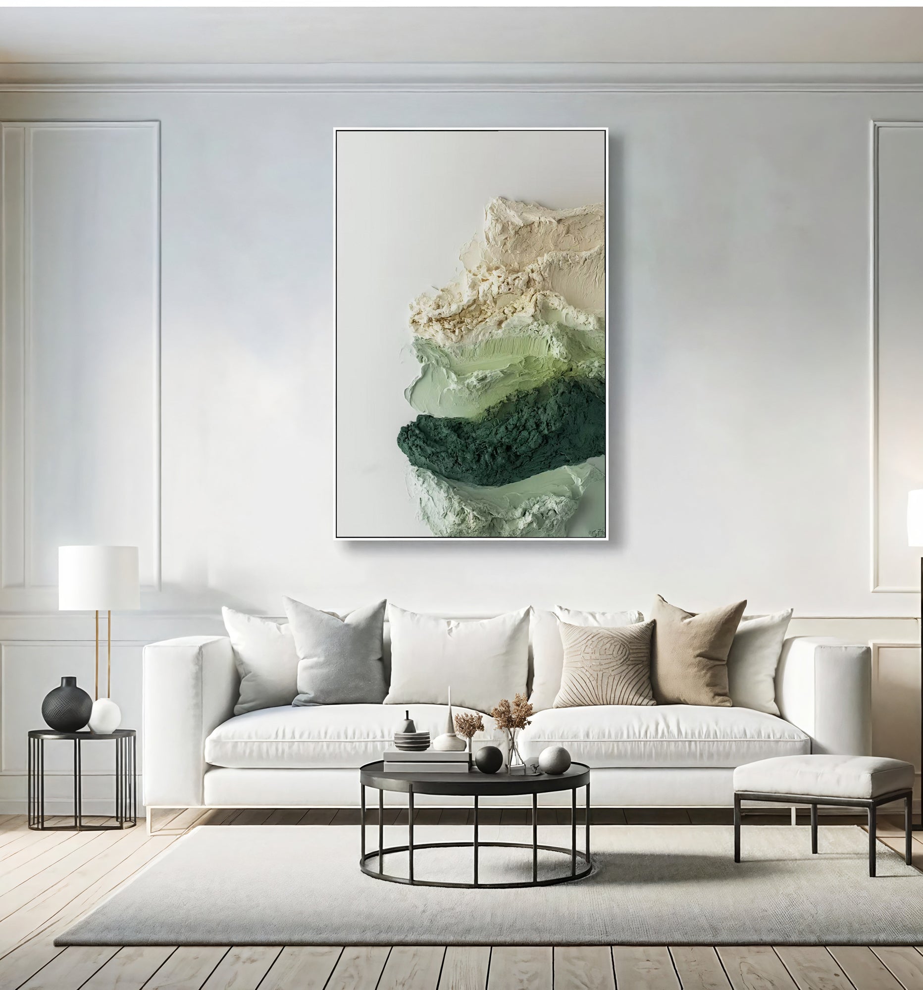 Textured Verdant Gradients | Ivory Crescents