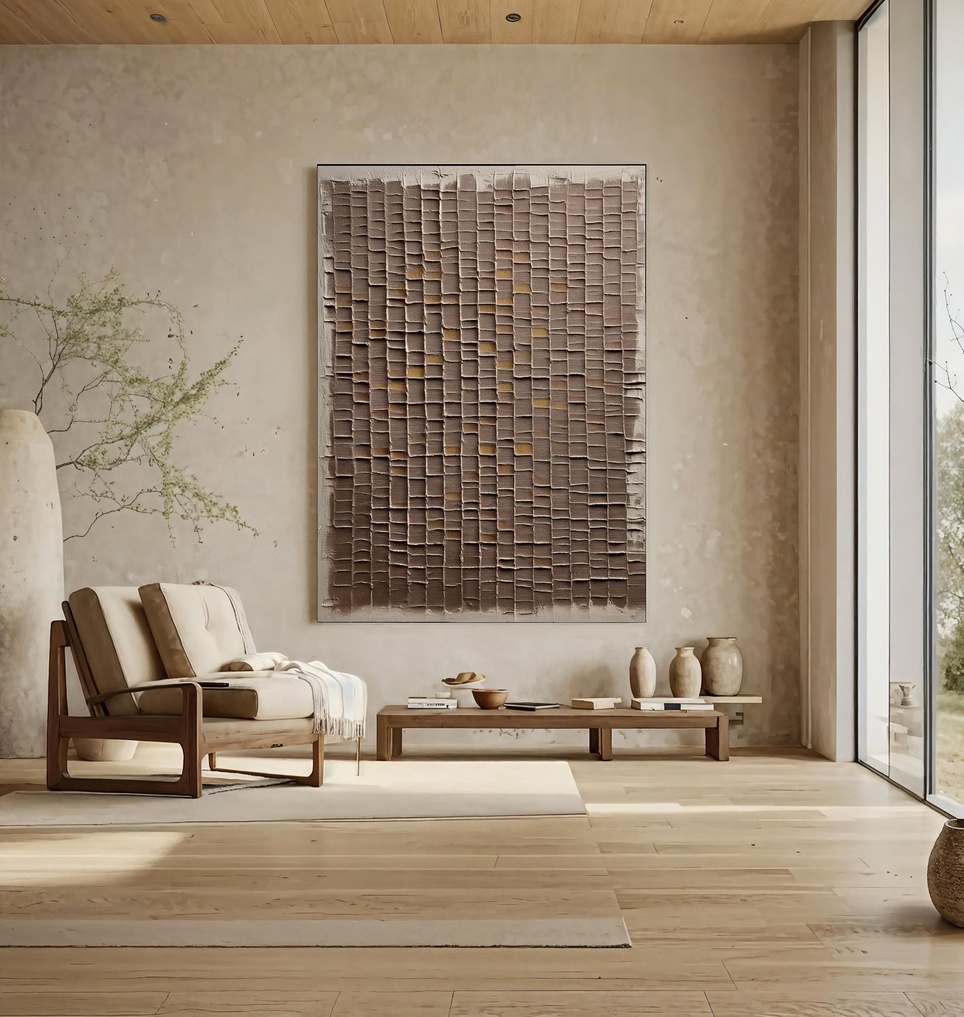 Textured Grid Elegance | Earthy Tones