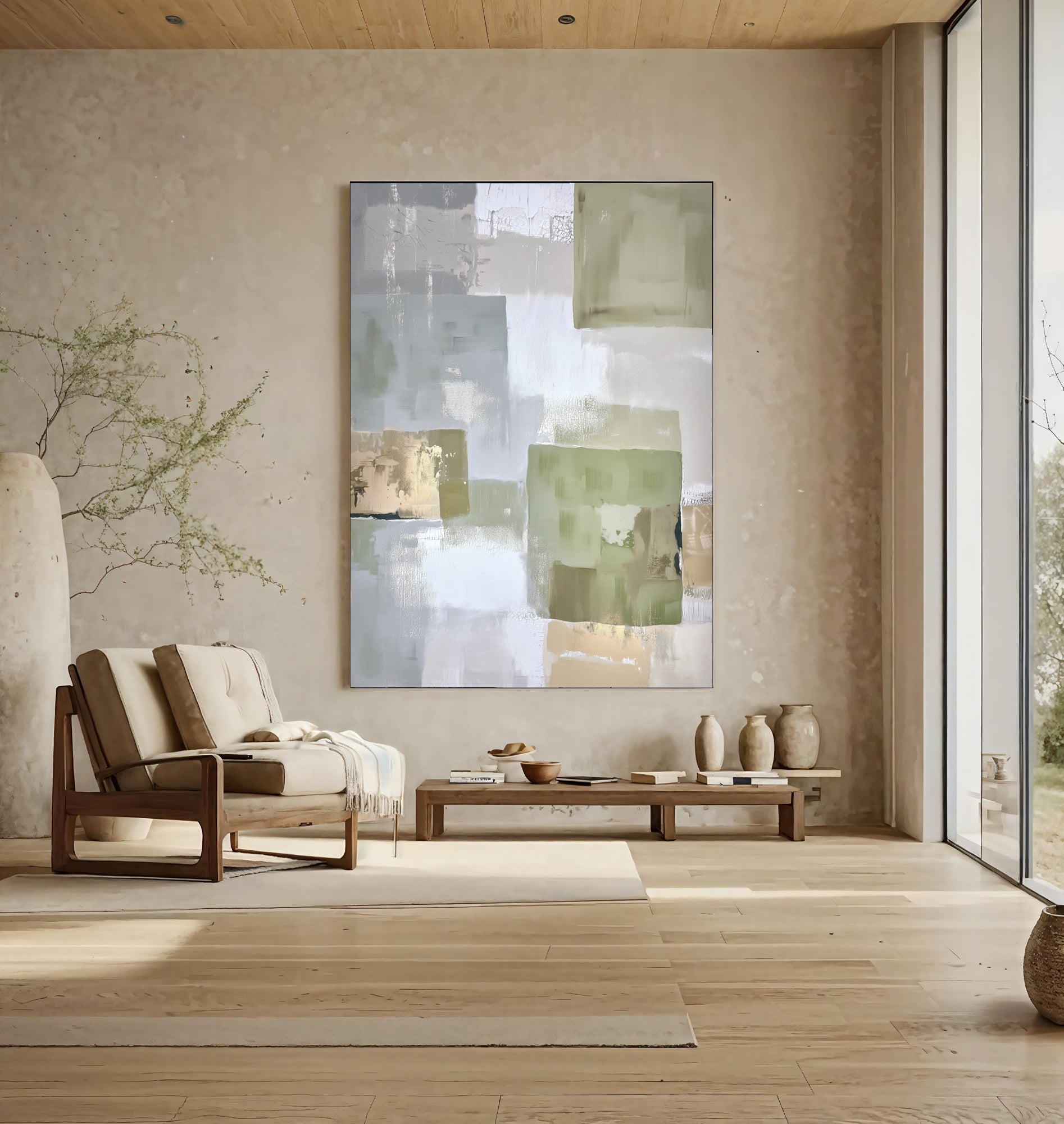 Scumbled Viridescent Planes | Champagne Undertones