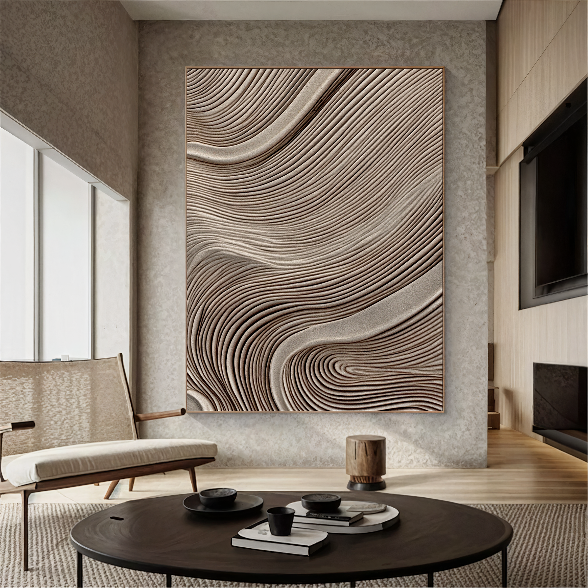 Textured Wave Sophistication | Beige Grey