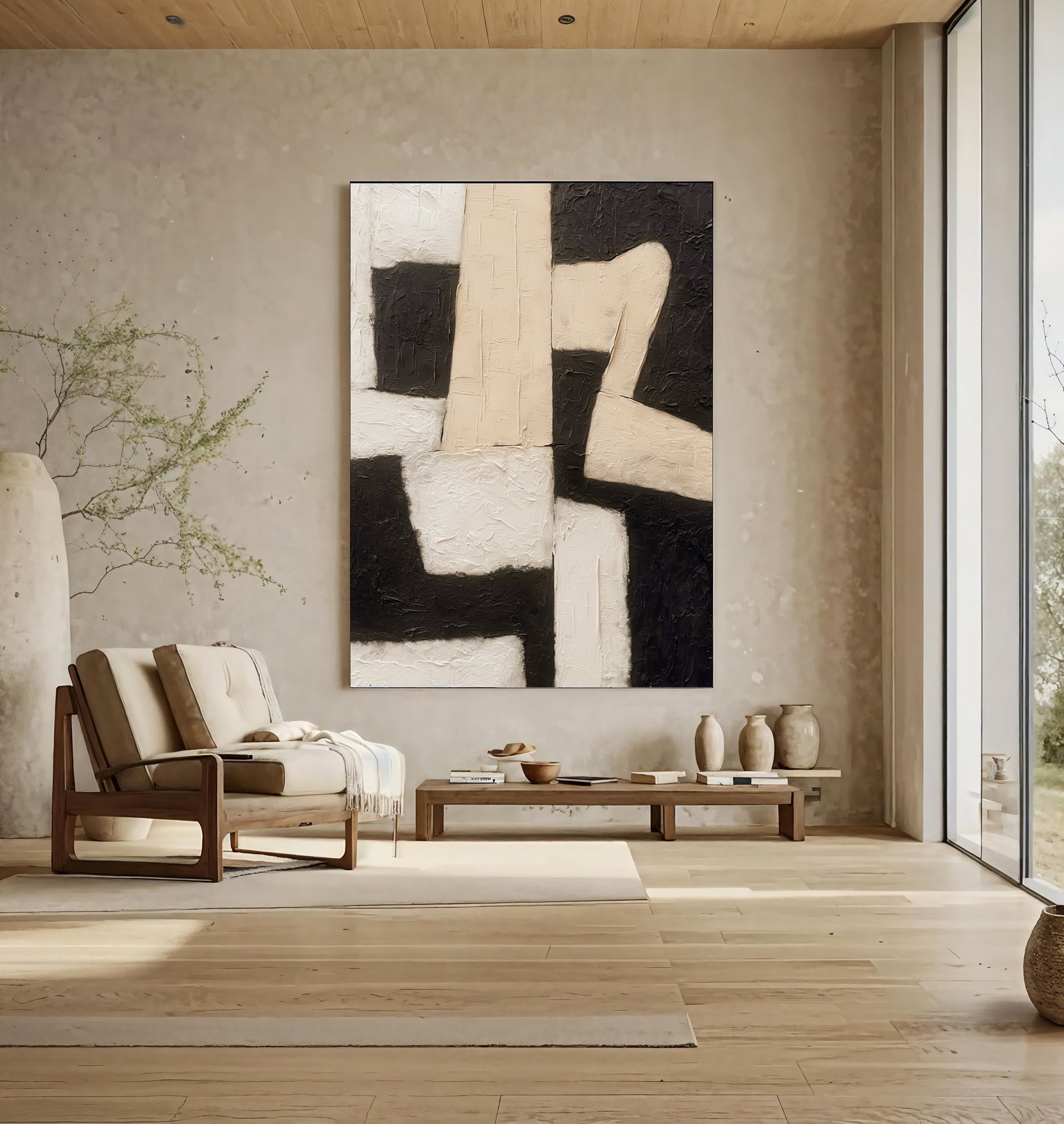 Impasto Monochrome Geometries | Ebony Contrasts