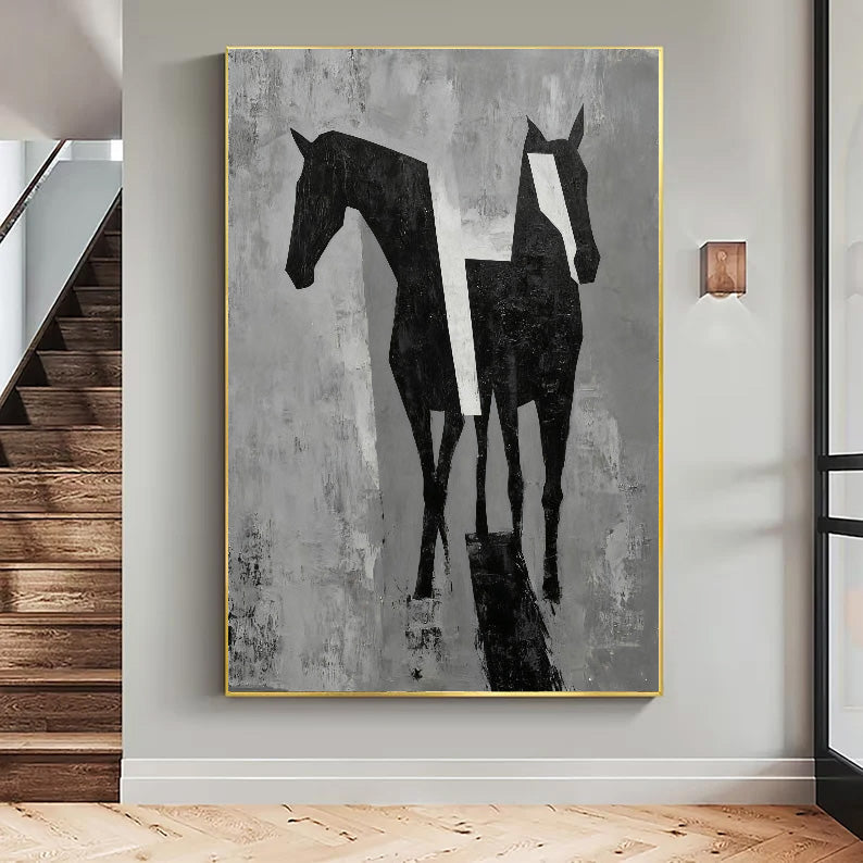 Textured Equine Geometry | Black White