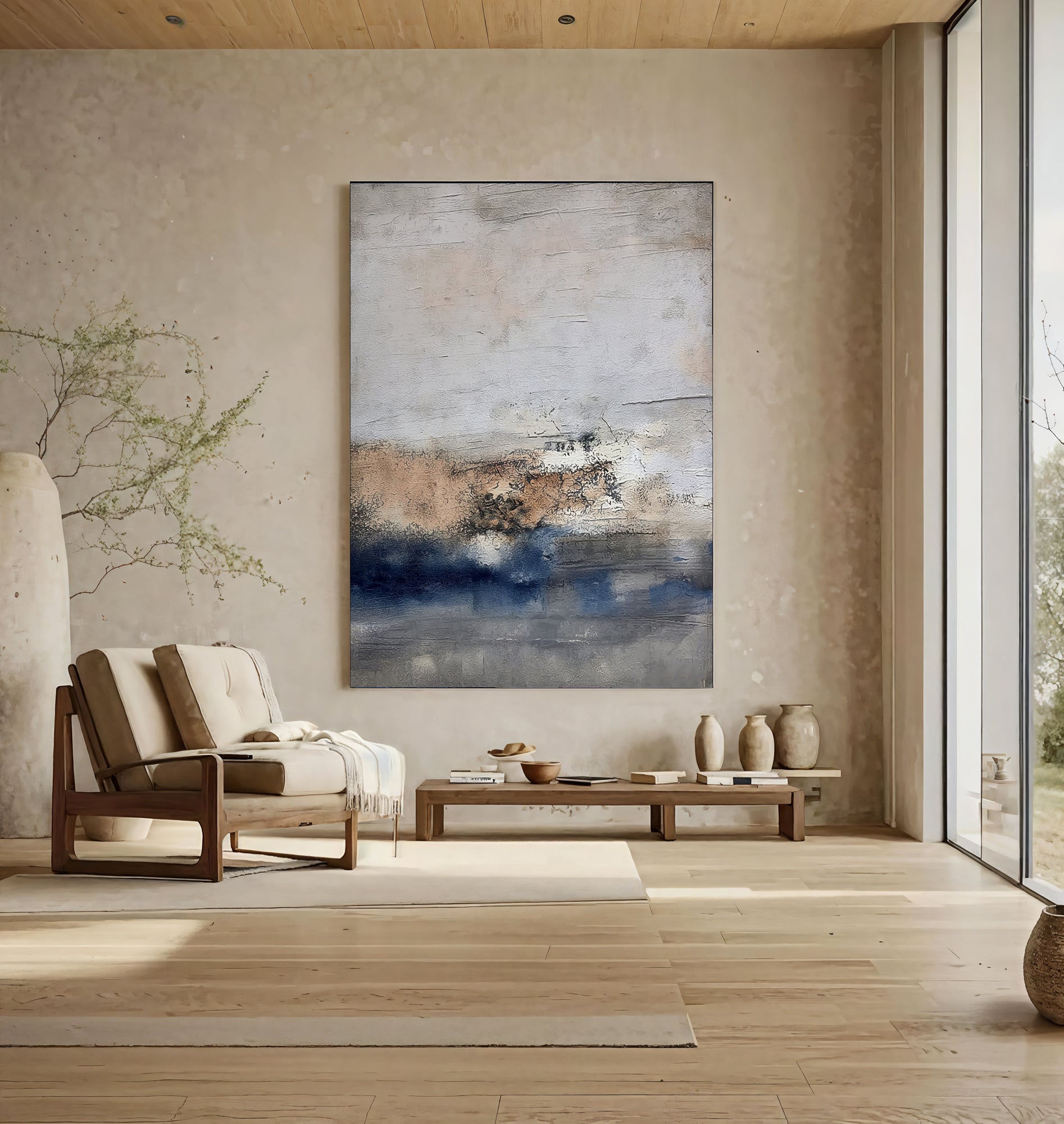 Scumbled Pewter Horizons | Indigo Undulations