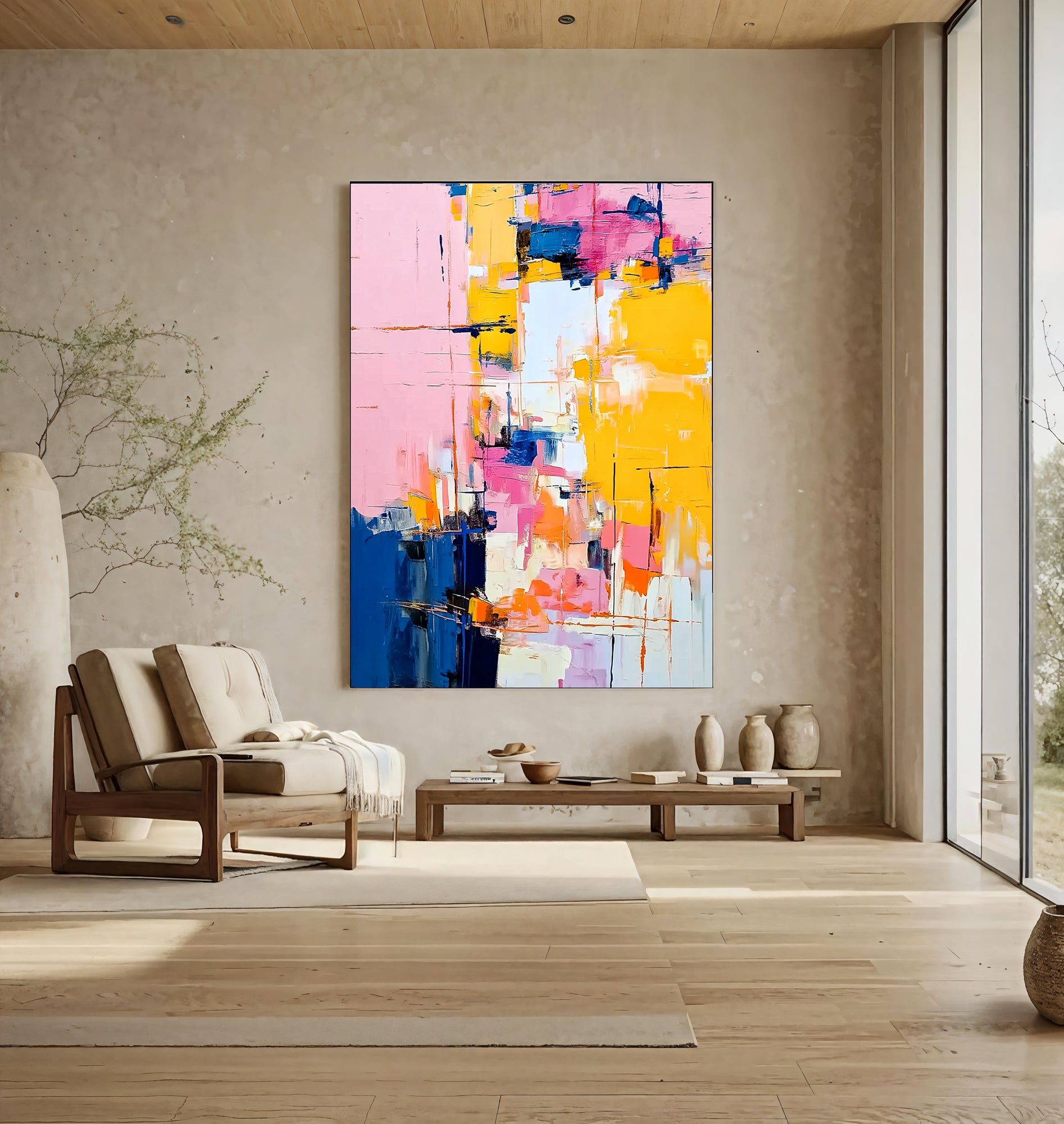 Textured Colorful Vitality | Pink Yellow