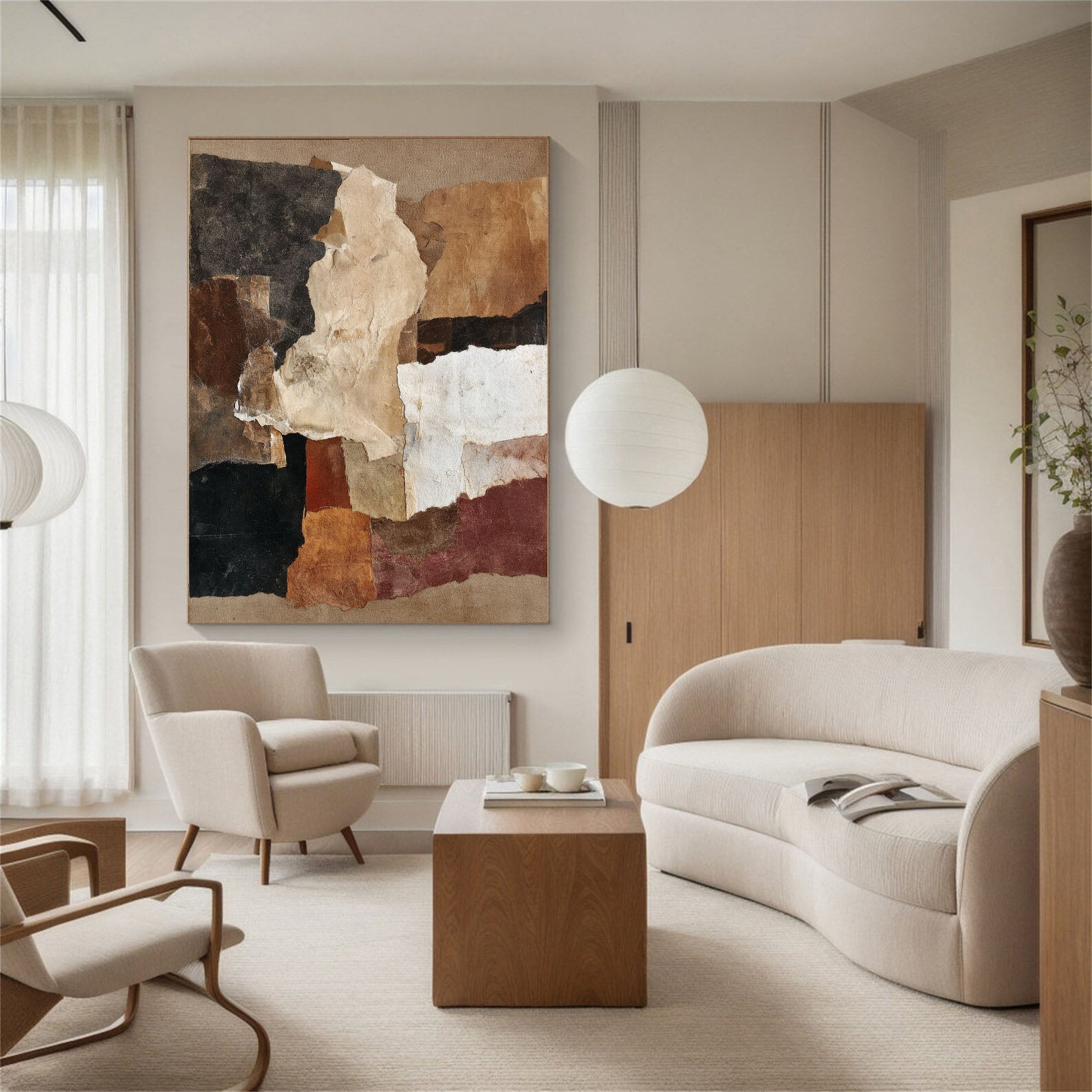 Earth Tones Collage Art | Organic Sophistication