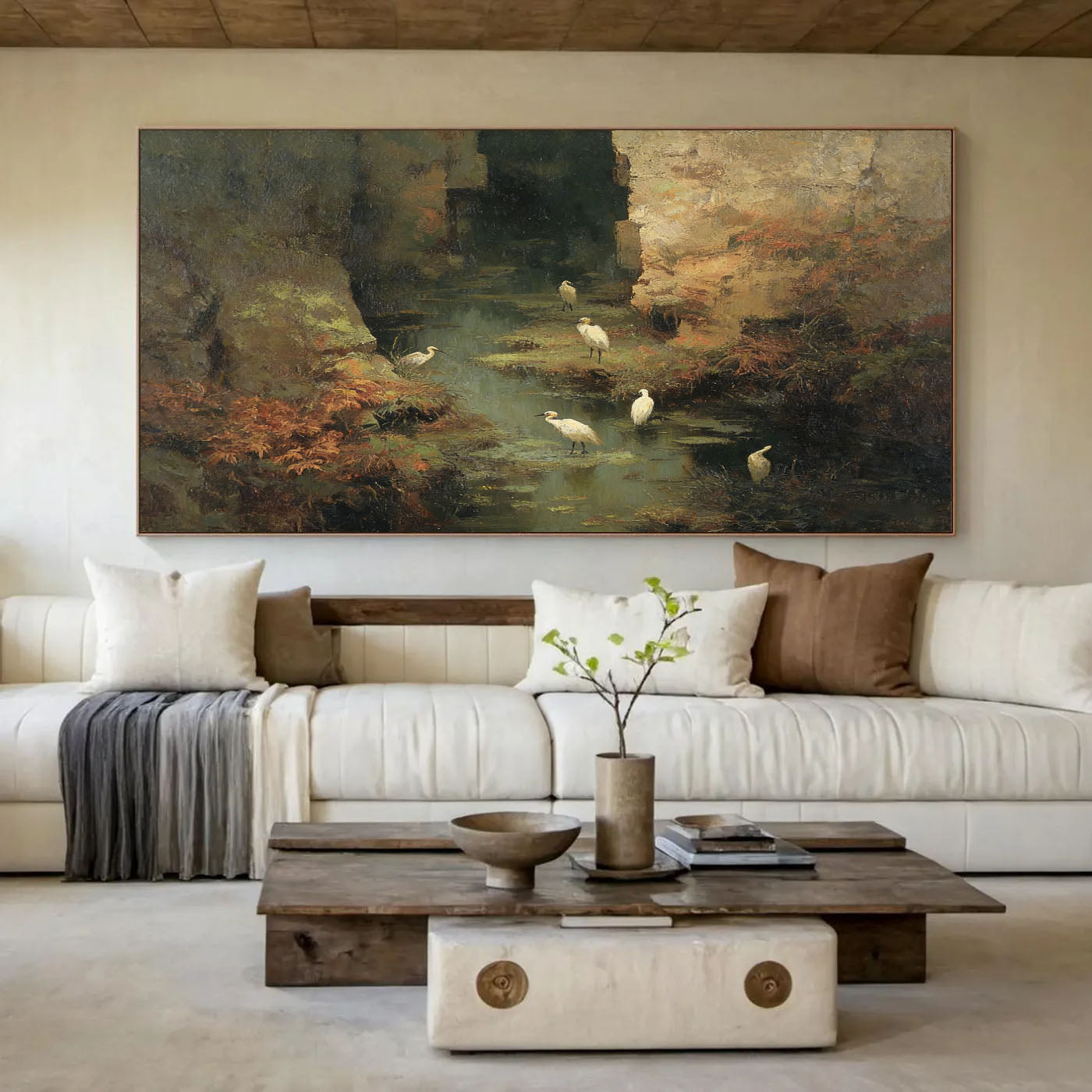 Textured Grotto Solitude | White Egrets