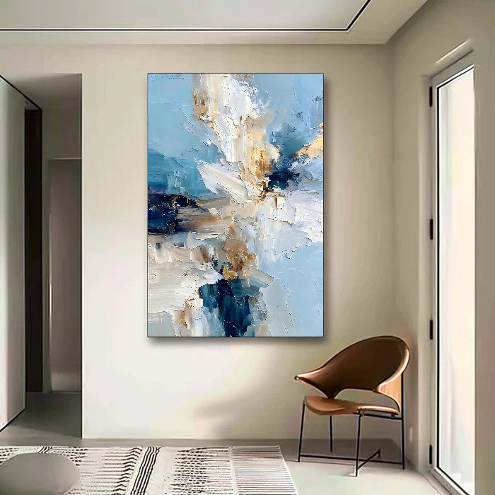 Textured Floral Azure | Gilded Bloom