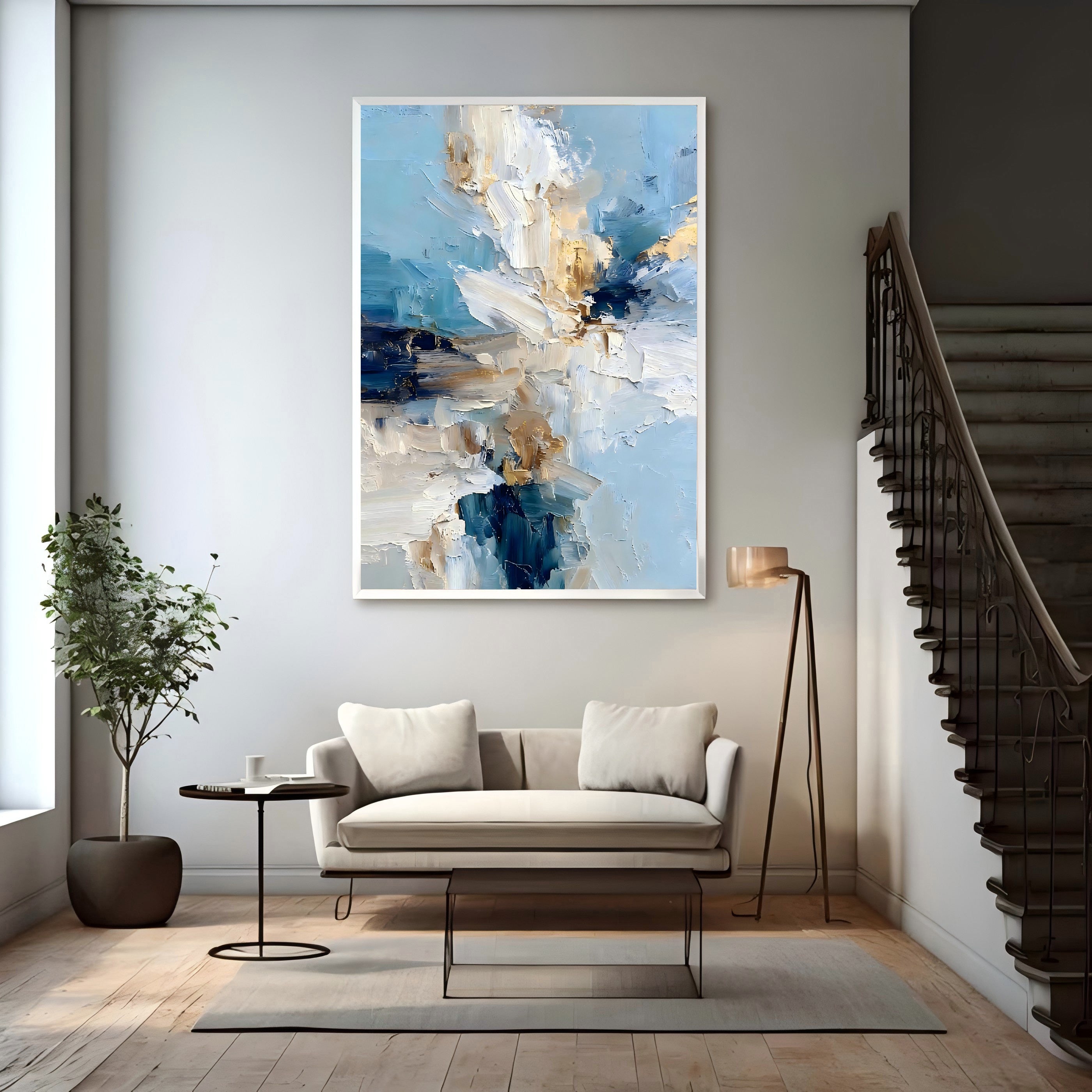 Textured Floral Azure | Gilded Bloom