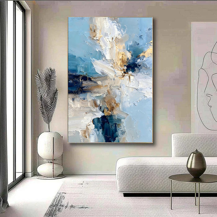 Textured Floral Azure | Gilded Bloom