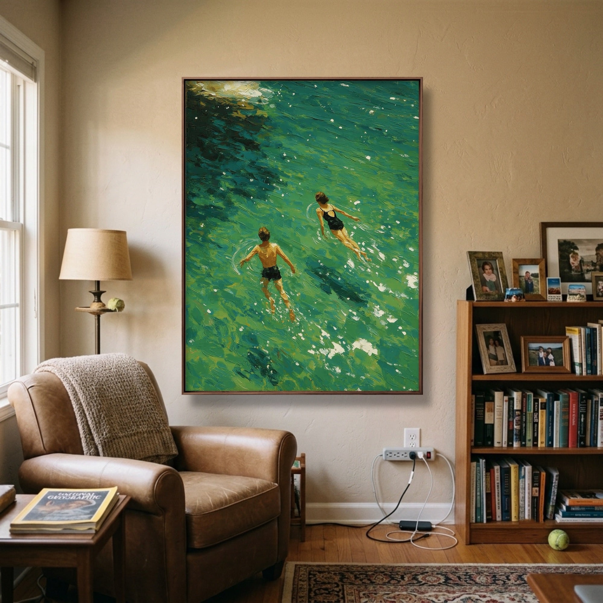 Impressionist Art | Sunlit Aqua Swimmers