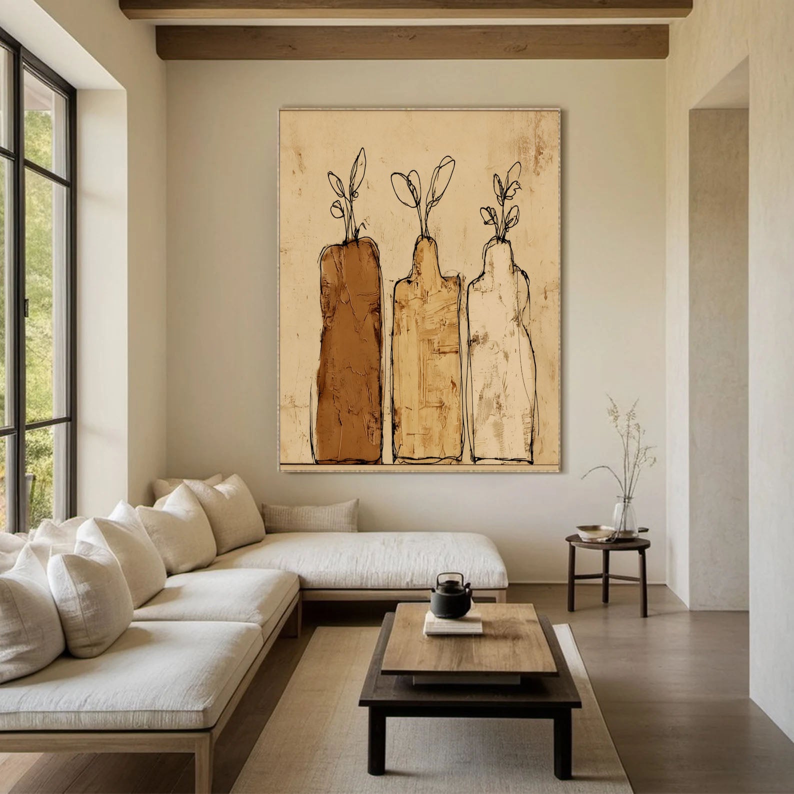 Textured Vase Trio | Warm Neutrals